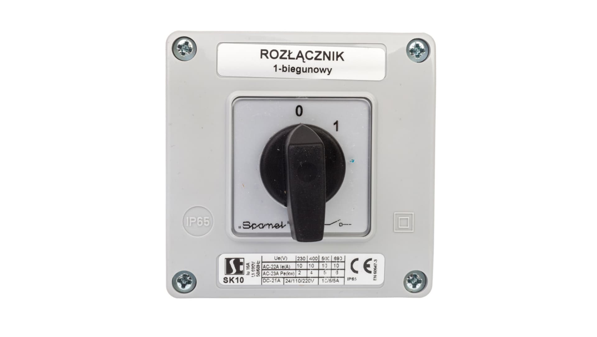 

Łącznik krzywkowy 0-1 1P 10A w obudowie SK10-1.825OB11