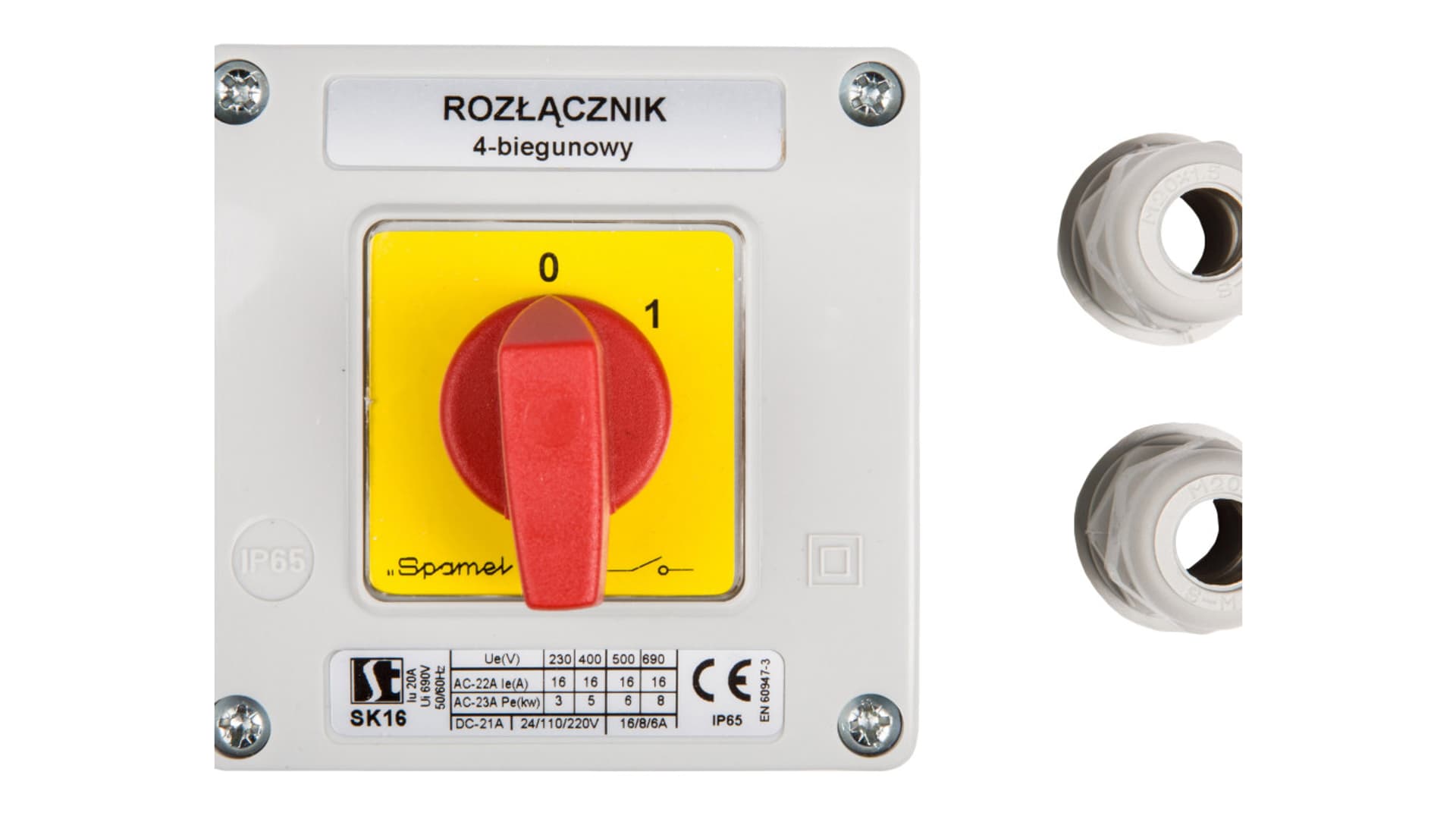 

Łącznik krzywkowy 0-1 4P 16A w obudowie SK16-2.8210OB11C