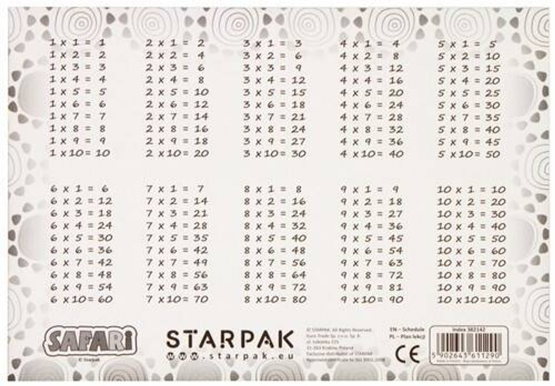 

Plan lekcji z tabliczką mnożenia A5 Safari STARPAK 382142