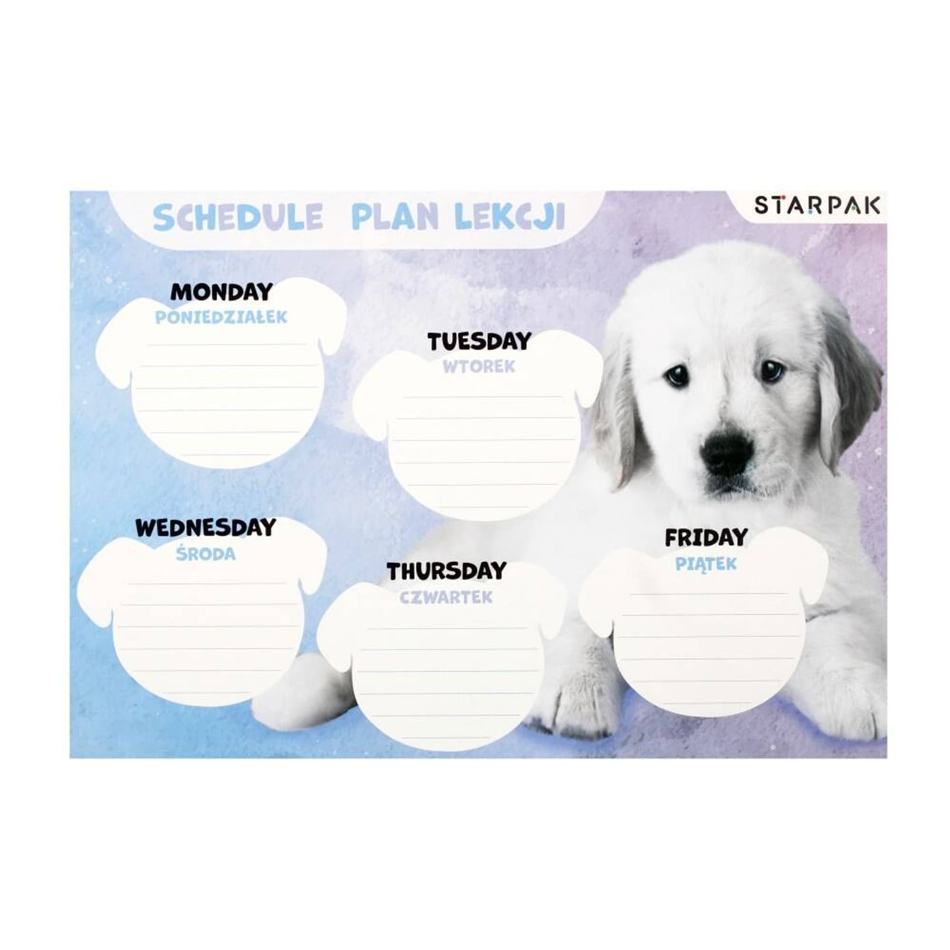 

Plan lekcji z tabliczką mnożenia A5 Cuties Pieski STARPAK 409084