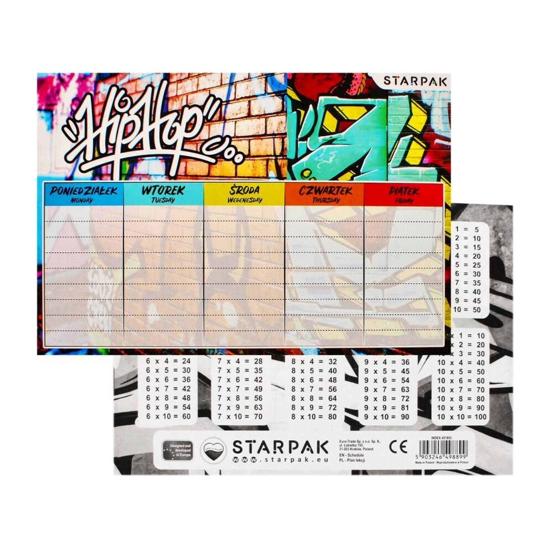 

Plan lekcji z tabliczką mnożenia A5 Graffiti STARPAK 451893