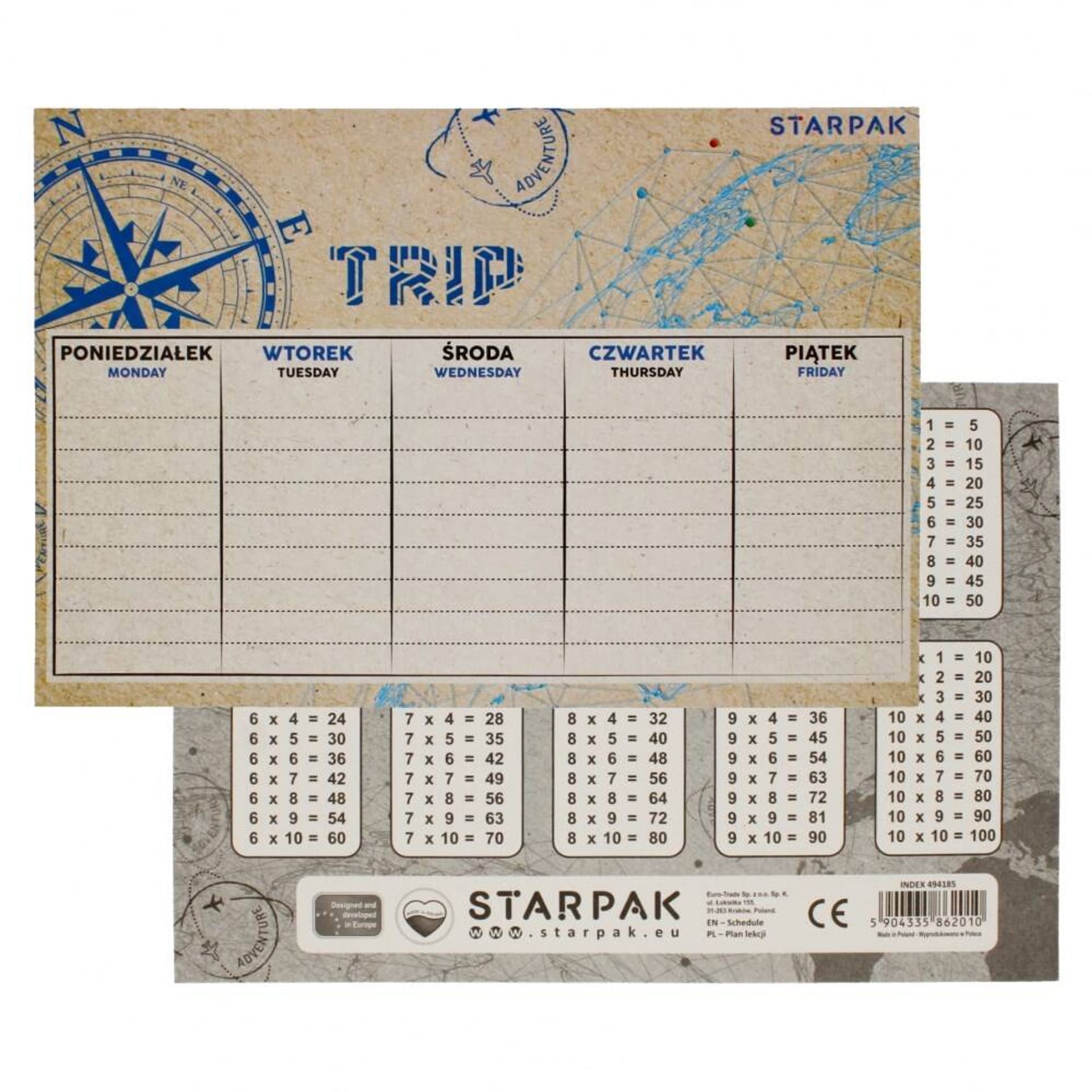 

Plan lekcji z tabliczką mnożenia A5 Trip STARPAK 494185