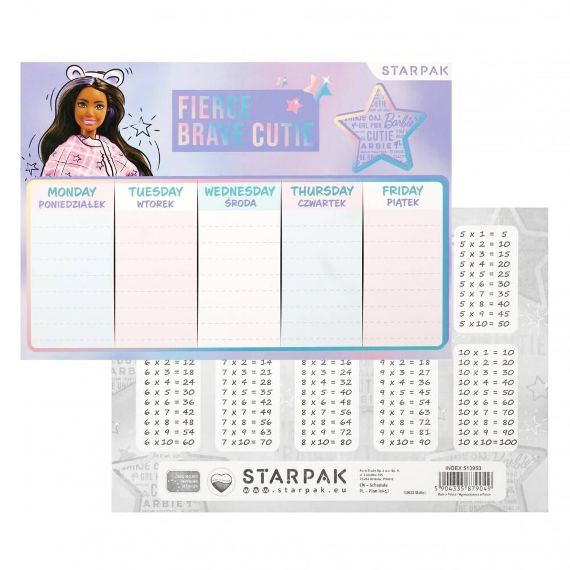 

Plan lekcji z tabliczką mnożenia Barbie STARPAK 513953