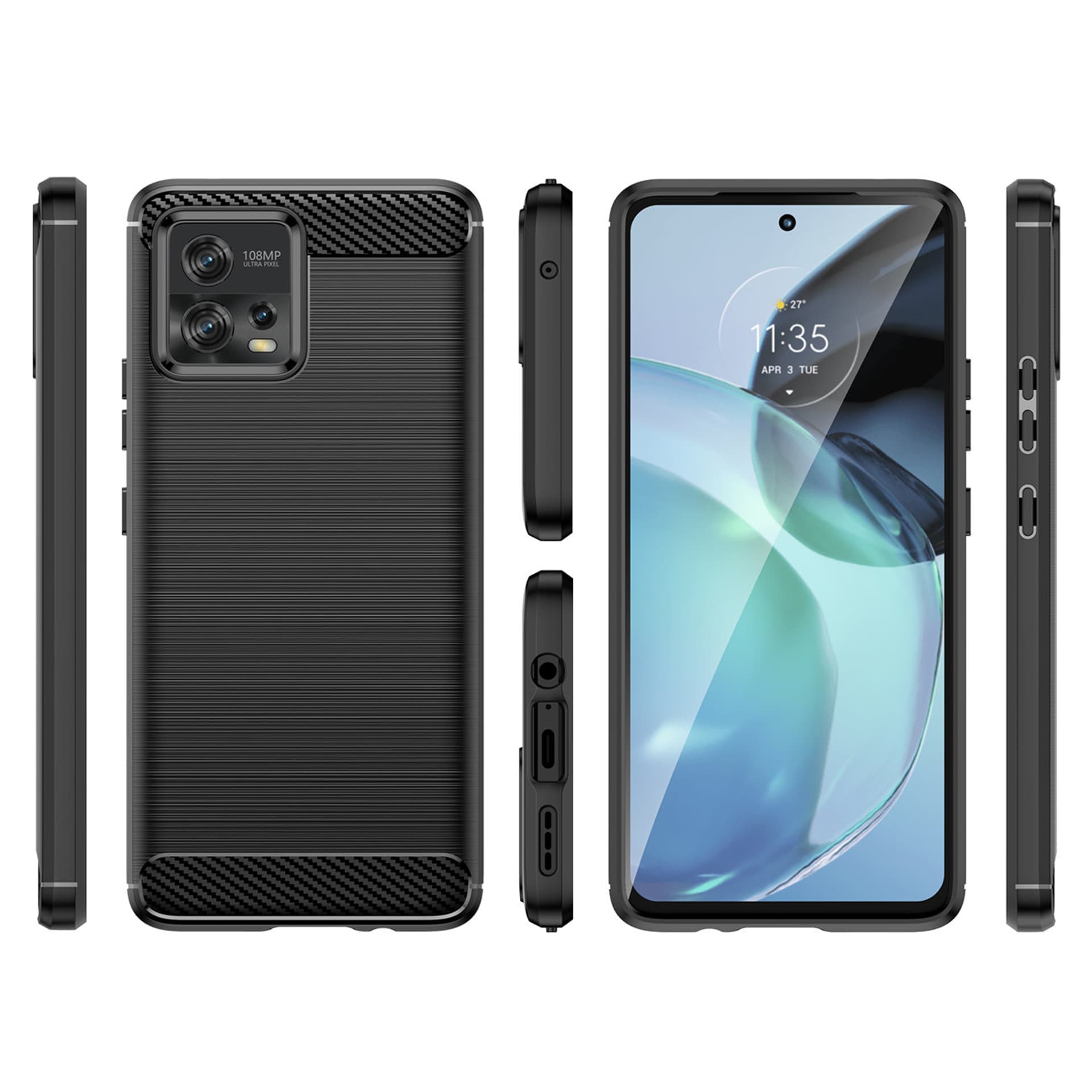 

Carbon Case etui Motorola Moto G72 elastyczny silikonowy karbonowy pokrowiec czarne