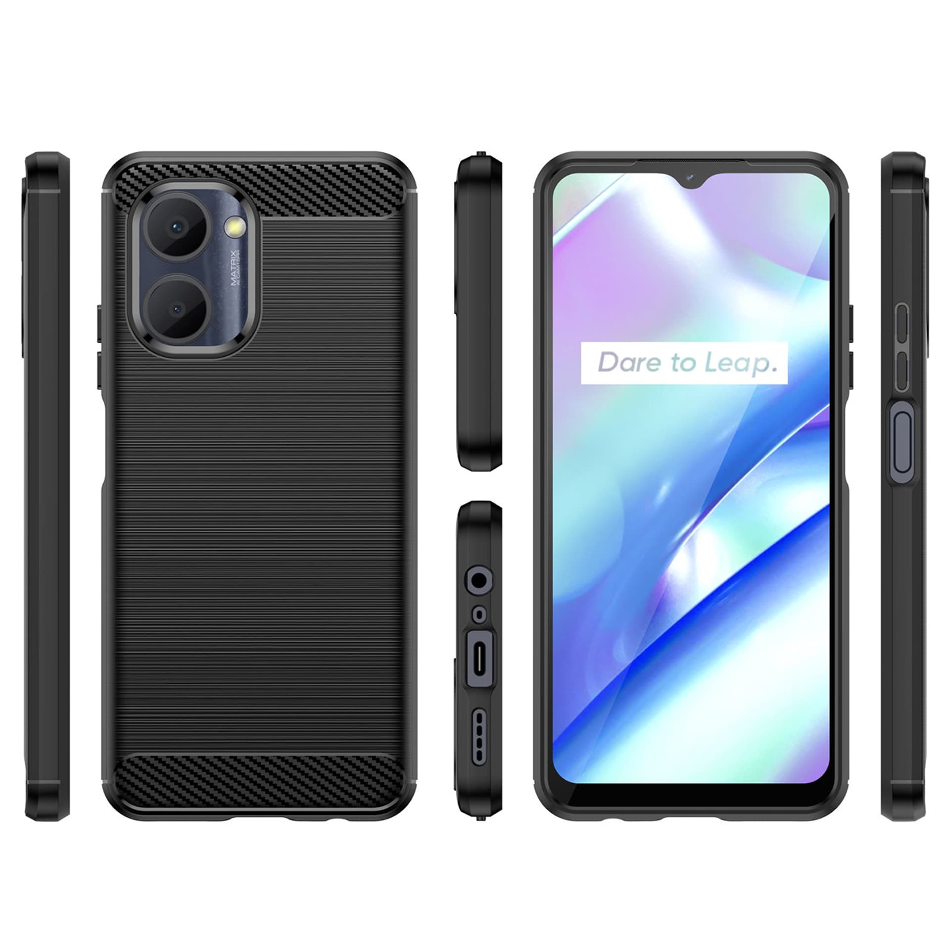 

Carbon Case etui Realme C33 elastyczny silikonowy karbonowy pokrowiec czarne