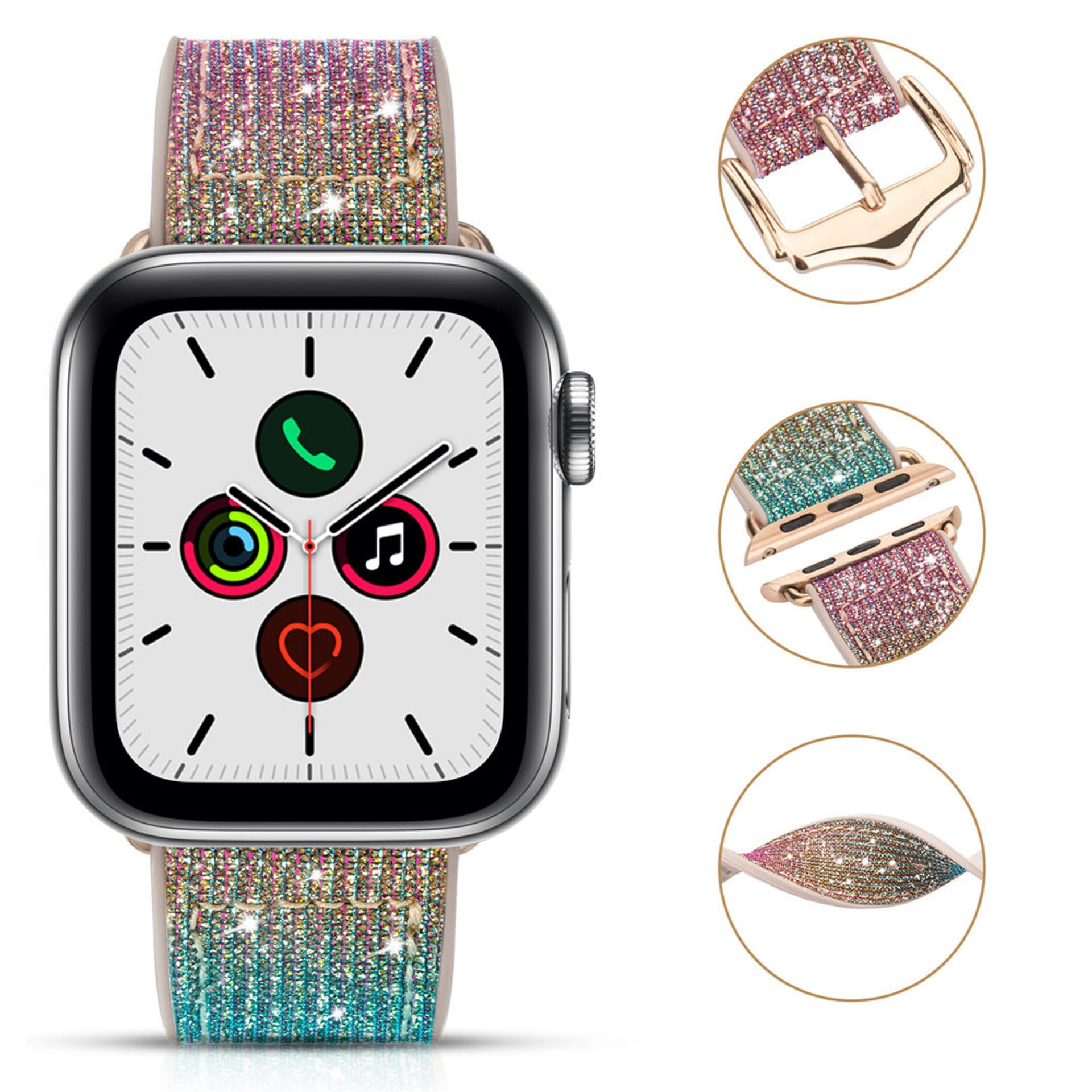 

Kingxbar Chameleon Band pasek bransoletka do Watch: Ultra / 8 / 7 / 6 / SE / 5 / 4 / 3 / 2 (49mm / 45mm / 44mm / 42mm) silikonowy pasek kryształowa opaska złoty, 49mm / 45mm / 44mm / 42mm) silikonowy pasek kryształowa opaska złot