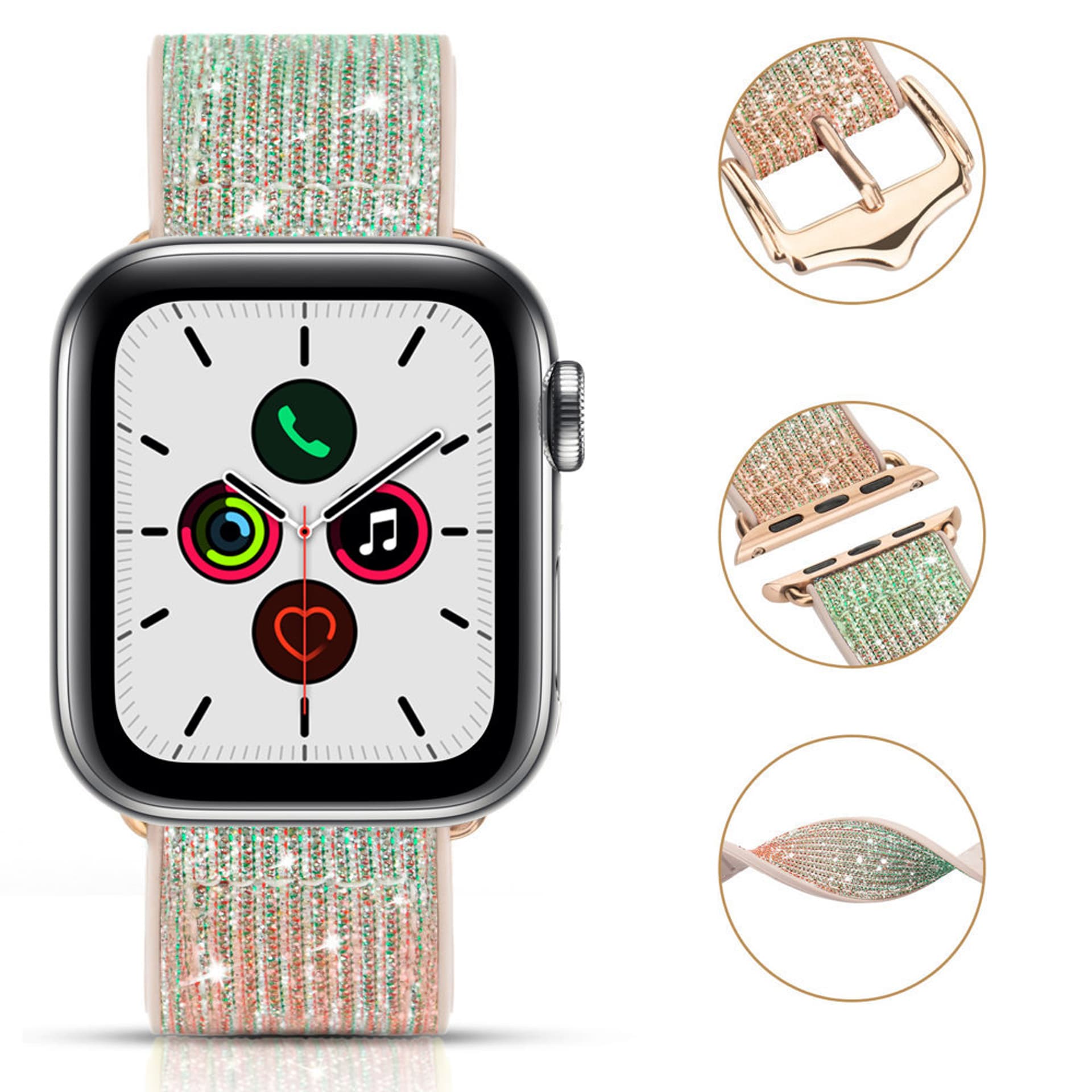 

Kingxbar Chameleon Band pasek bransoletka do Watch: Ultra / 8 / 7 / 6 / SE / 5 / 4 / 3 / 2 (49mm / 45mm / 44mm / 42mm) silikonowy pasek kryształowa opaska srebrny, 49mm / 45mm / 44mm / 42mm) silikonowy pasek kryształowa opaska srebrn