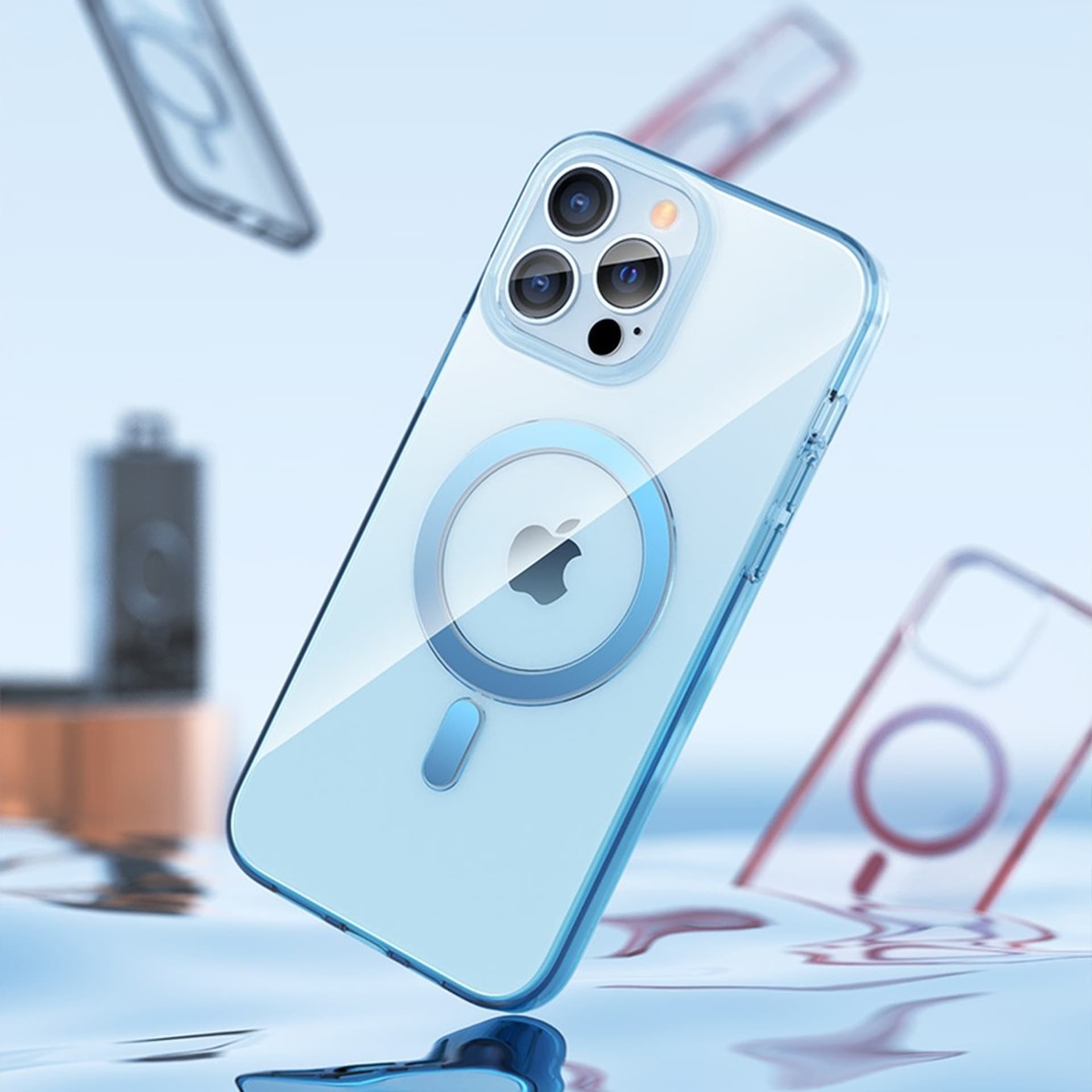 

Kingxbar PQY Pure Series magnetyczne etui do iPhone 13 Pro obudowa pokrowiec niebieski (kompatybilne z MagSafe)