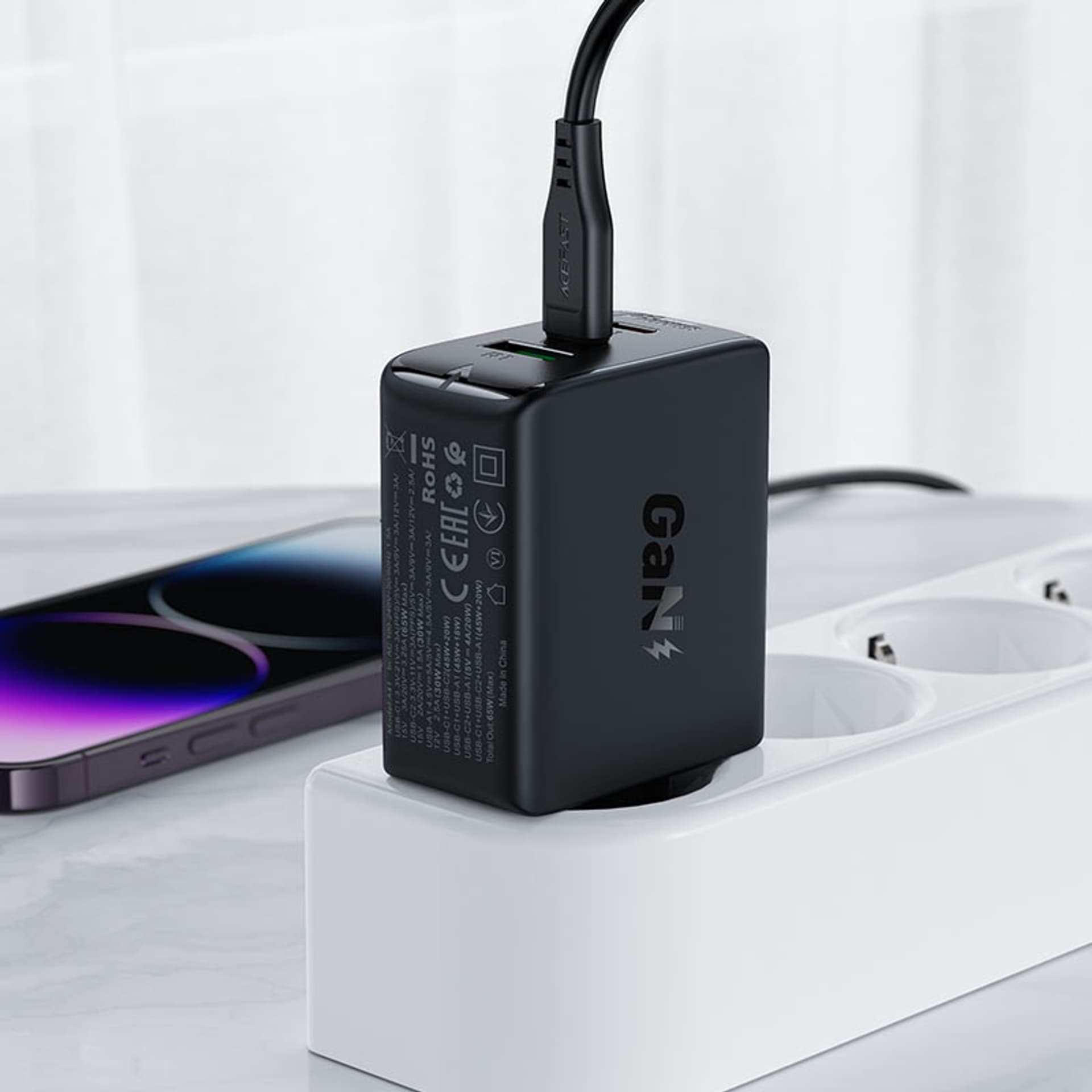 

Acefast szybka ładowarka sieciowa GaN (2xUSB-C / USB-A) PPS / PD / QC4+ 65W czarna (A41)