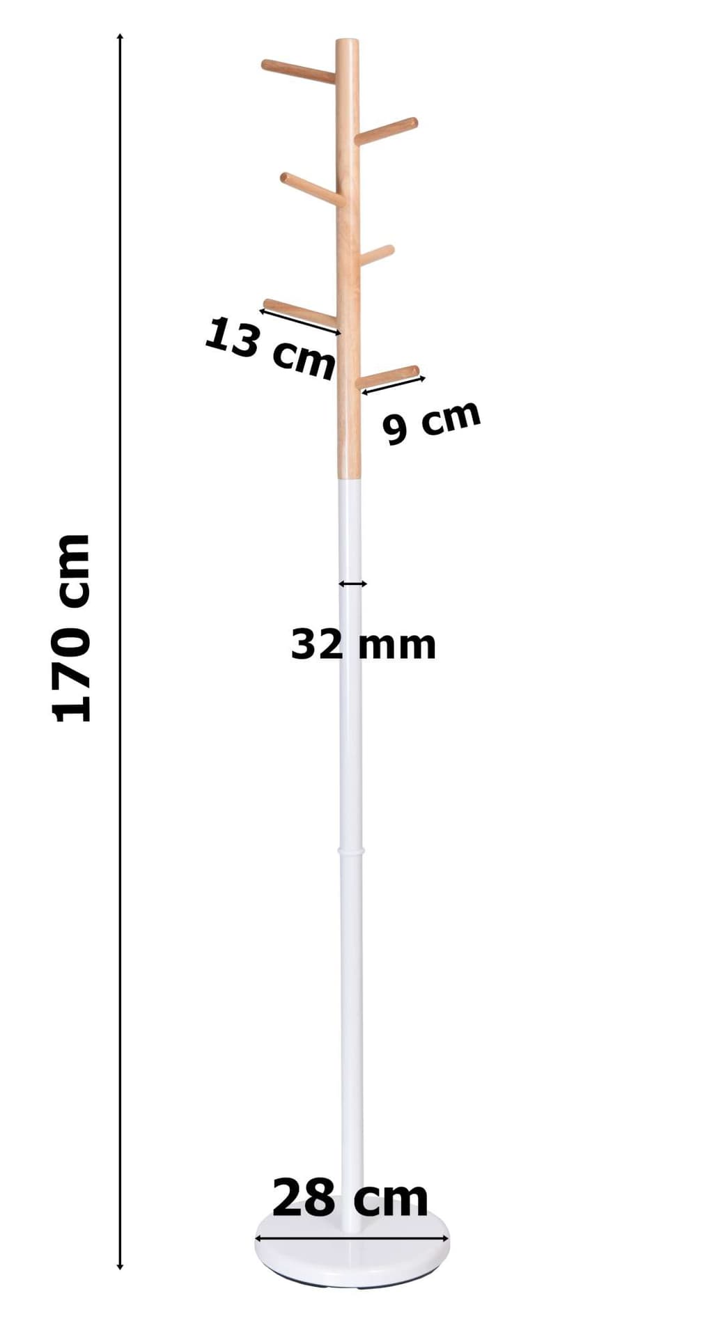 

Wieszak stojący Zita 170 cm biały