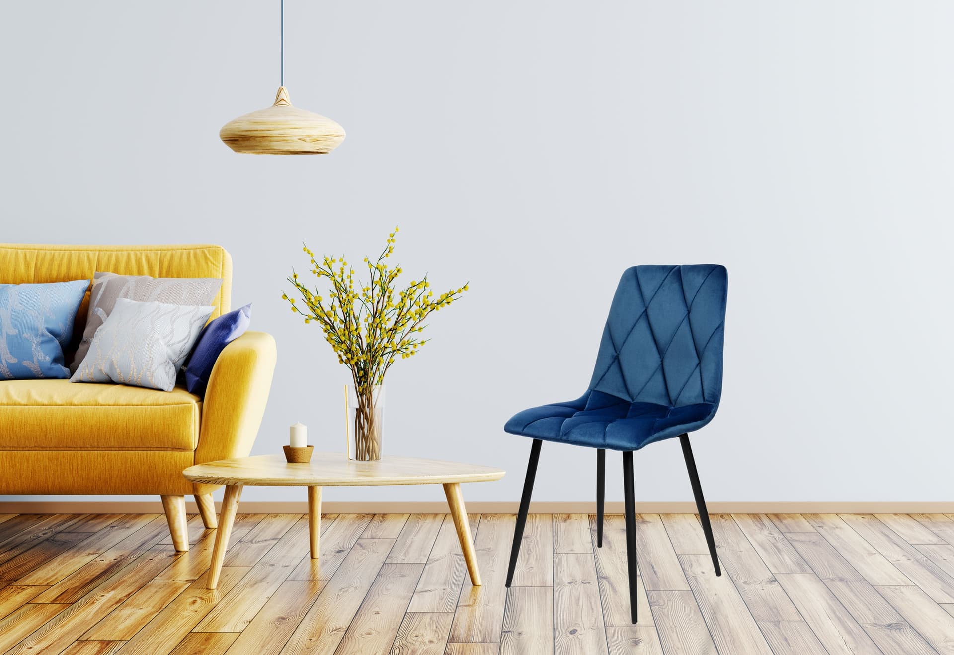 

Krzesło welurowe tapicerowane Madison granatowe Velvet