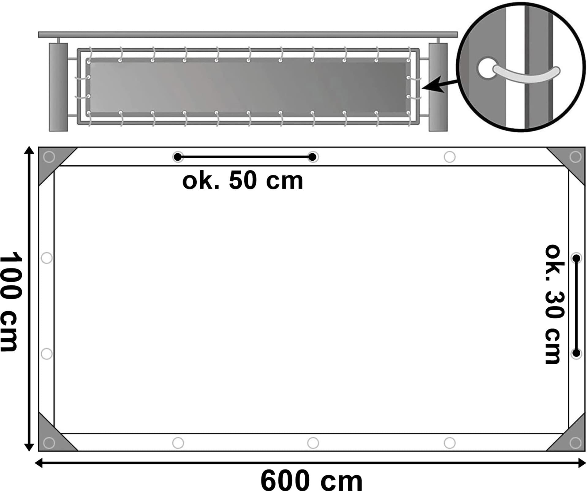 

Osłona mata balkonowa szara 1x6 m