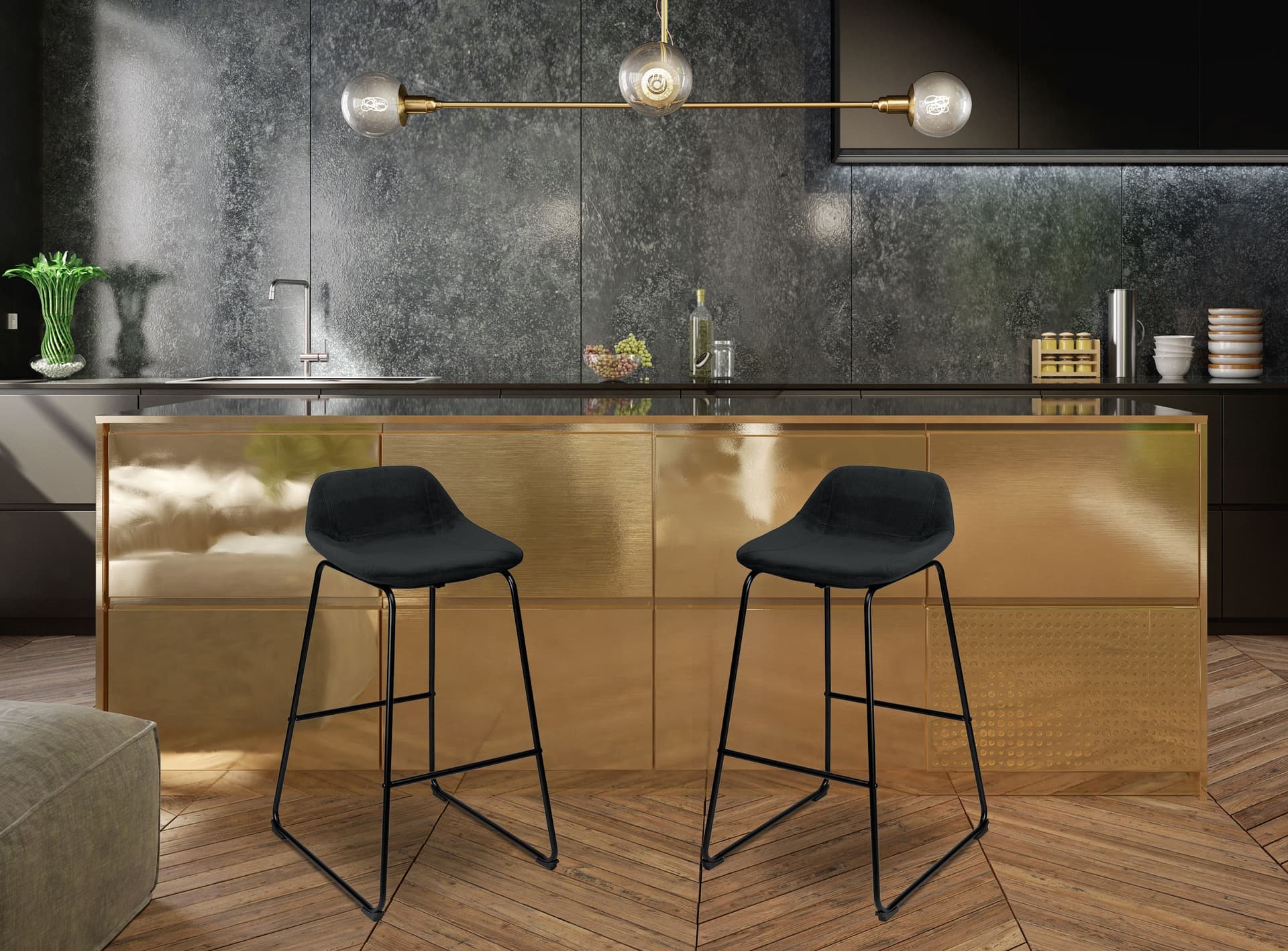 

Hoker barowy Sligo czarny Velvet 2 sztuki