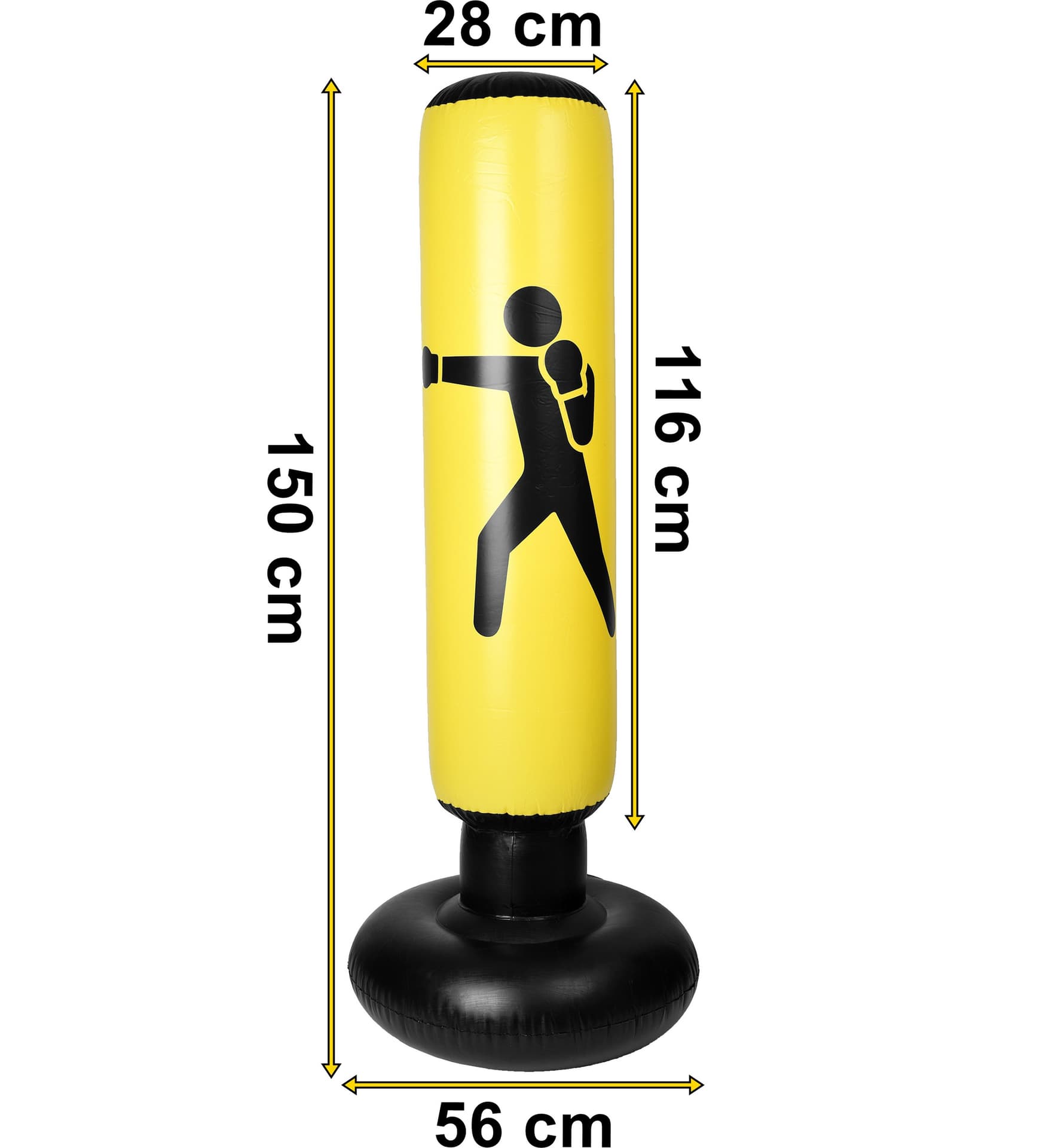 

Bokserski dmuchany worek treningowy ROCKY 150 cm żółty