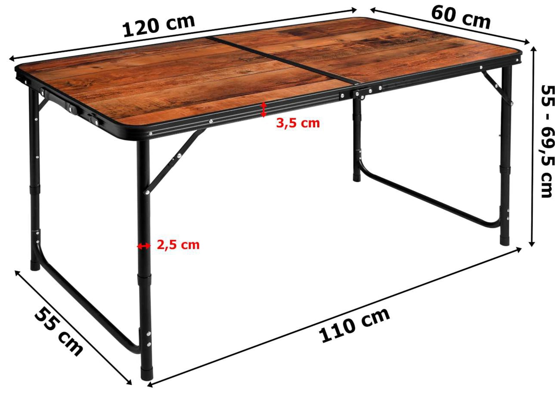 

Stolik turystyczny TRAMP kempingowy składany 120x60 cm loft