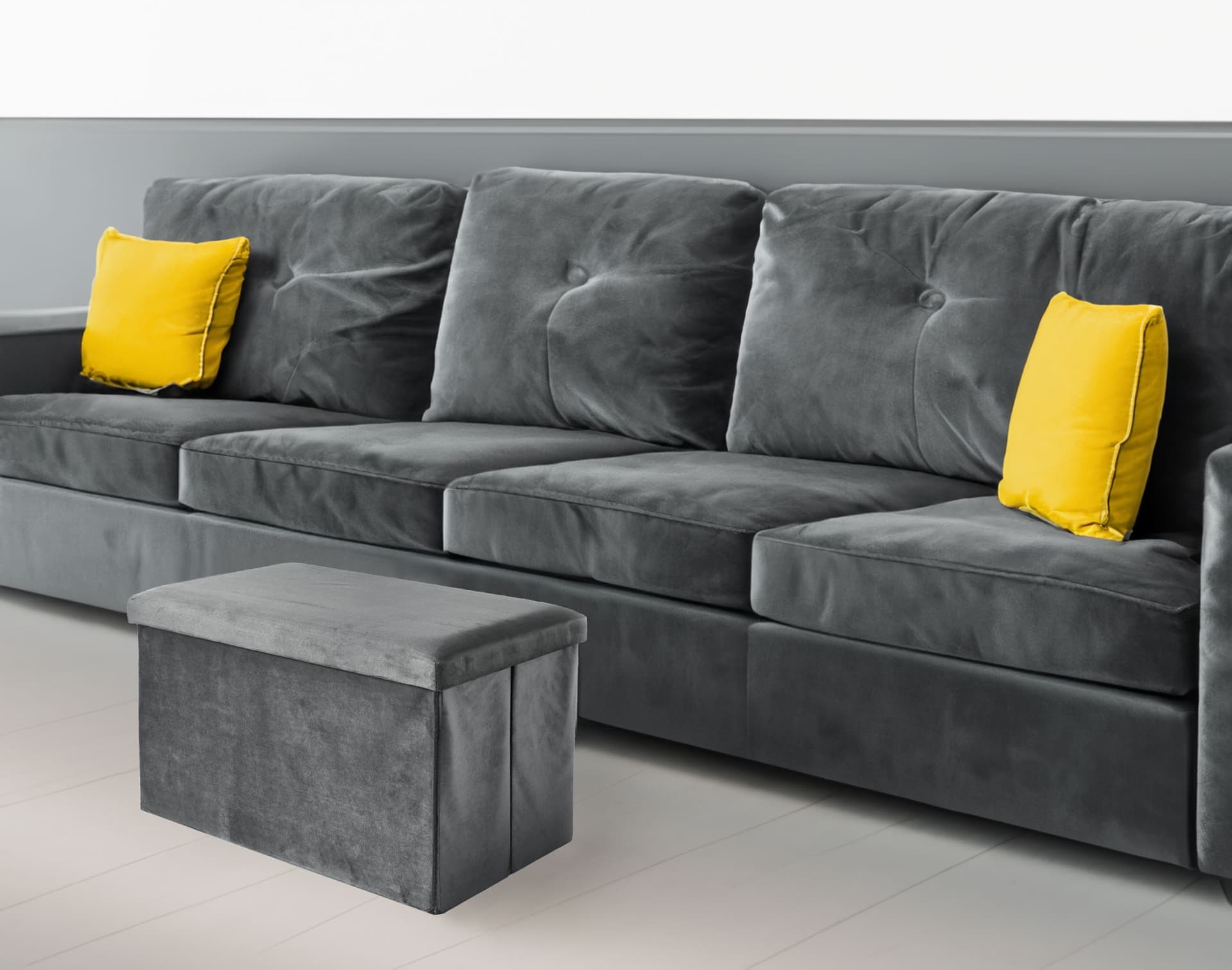 

Pufa składana welurowa DIEGO grafitowy VELVET rozmiar XL