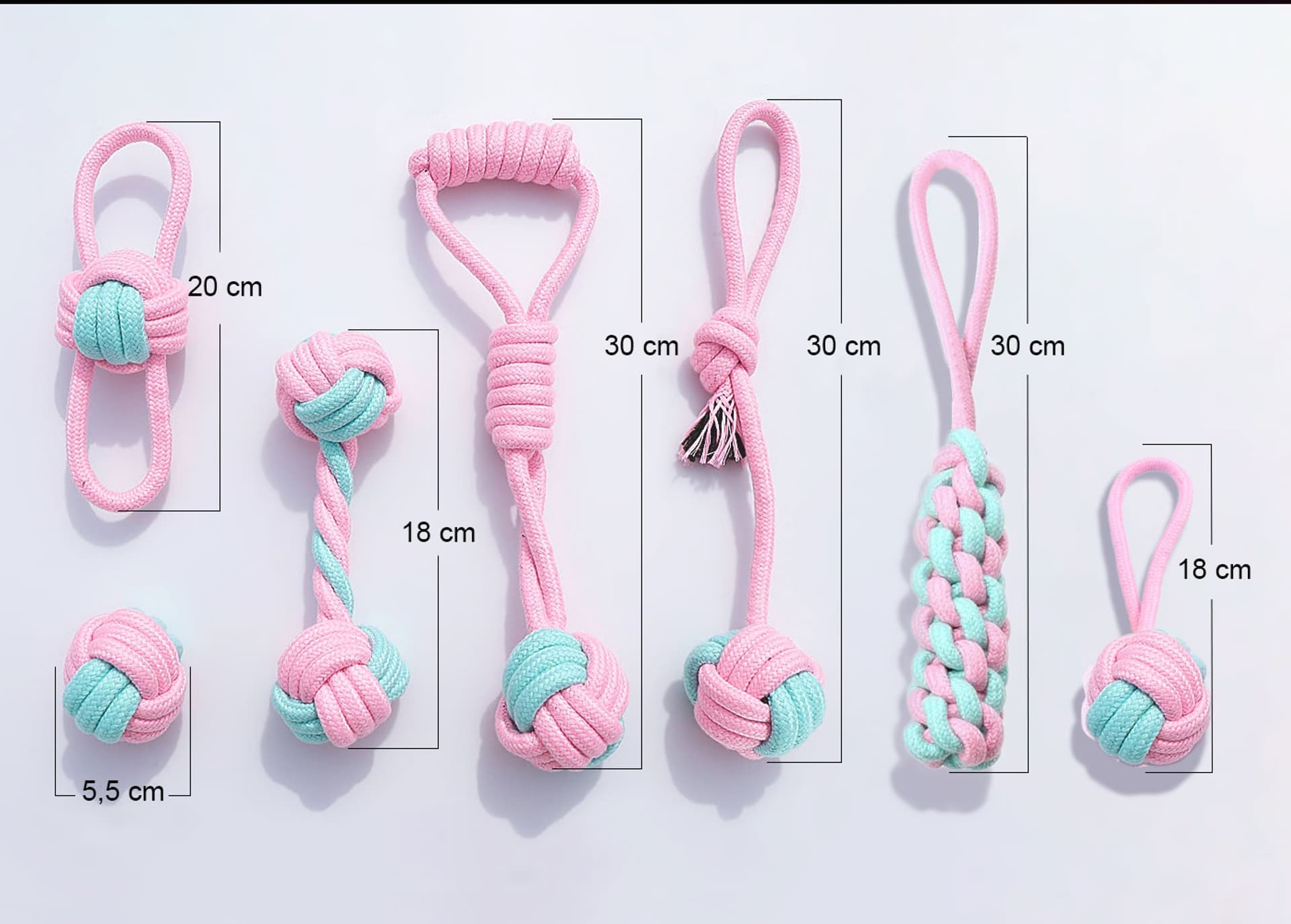 

Zestaw 7 zabawek dla psa PINKY szarpaki różowe