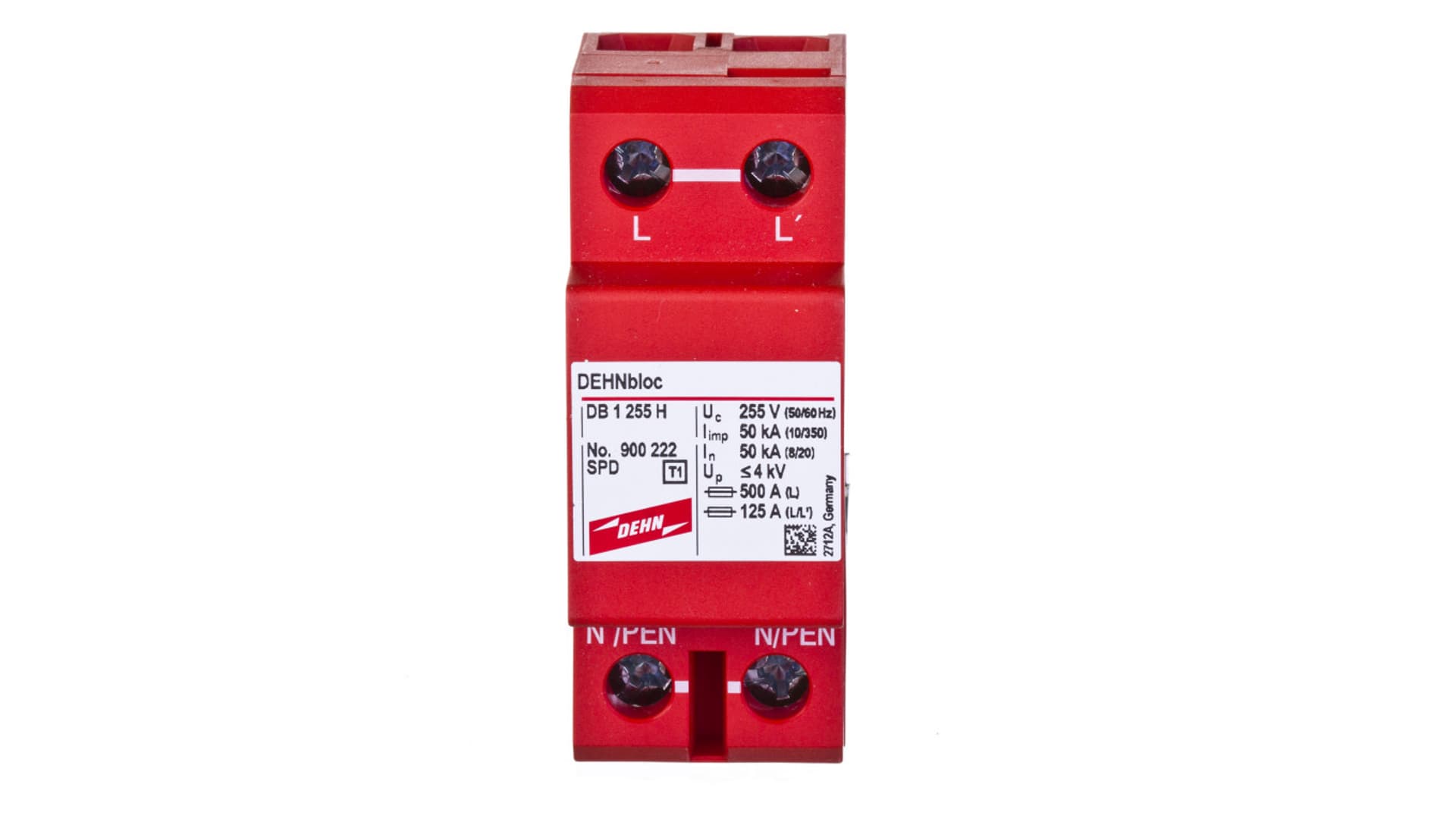 

Ogranicznik przepięć B Typ 1 1P 50kA 4kV DEHNbloc 1 255 H 900222