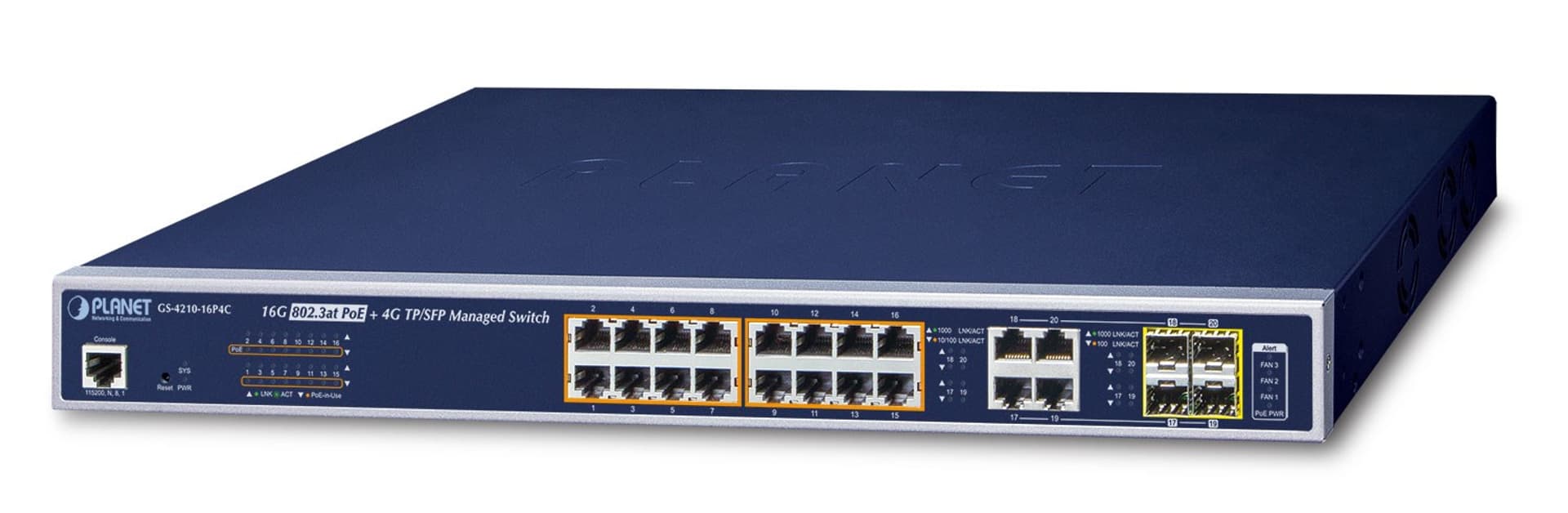 

PLANET PRZEŁĄCZNIK ZARZĄDZALNY POE, 16-PORT, GS-4210-16P4C