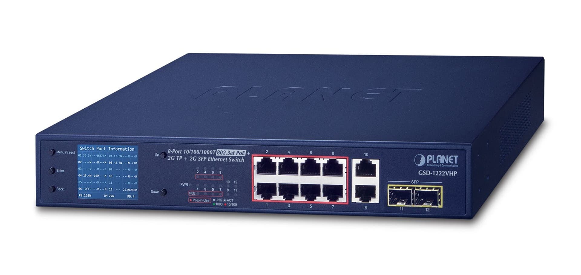 

PLANET SWITCH NIEZARZĄDZALNY POE GSD-1222VHP