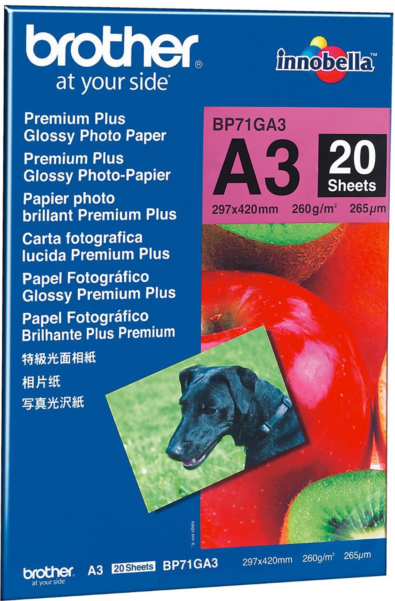 

Brother Glossy Photo Paper, foto papier, połysk, biały, A3, 260 g/m2, 20 szt., BP71GA3, atrament