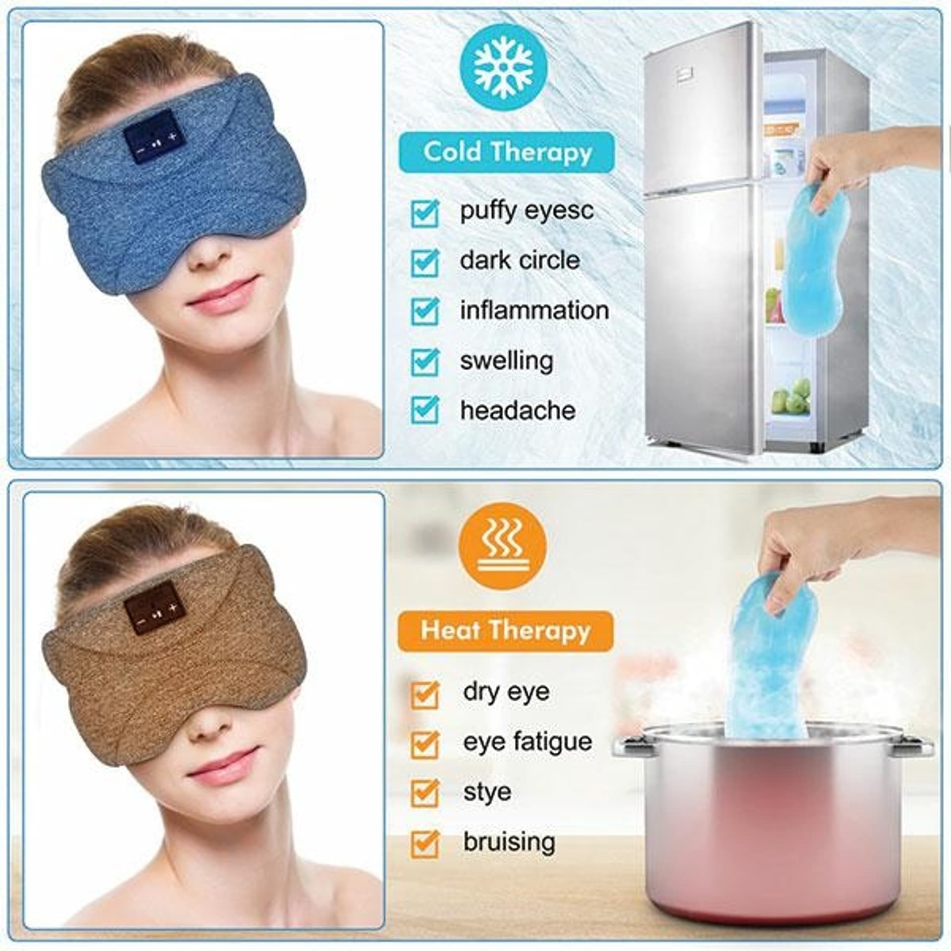 

Maska na oczy do spania z funkcją bluetooth niebieska /blue