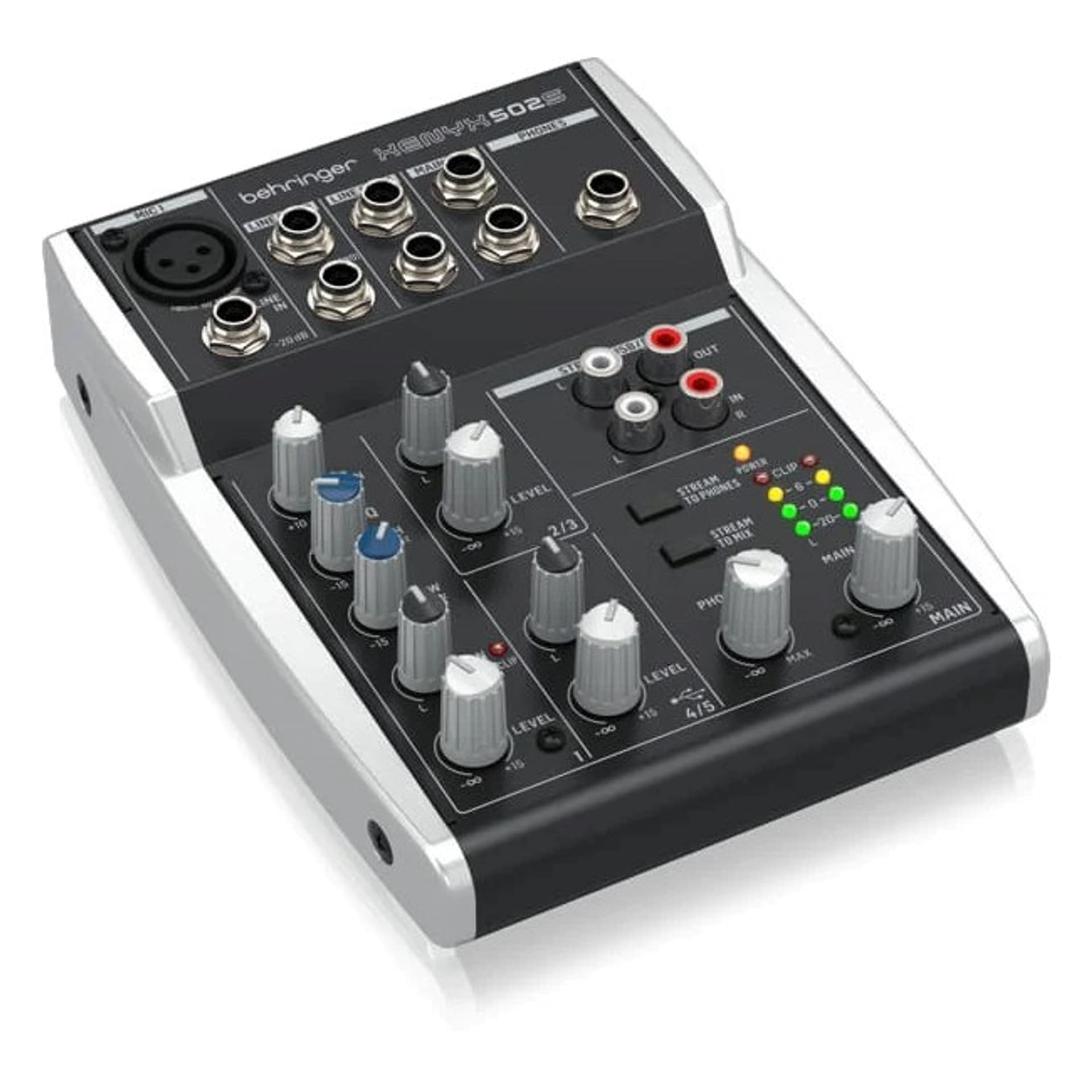

Behringer 502S - 5-kanałowy kompaktowy mikser analogowy z interfejsem USB zaprojektowany specjalnie do obsługi podcastów, streamowania oraz nagrywania w domu