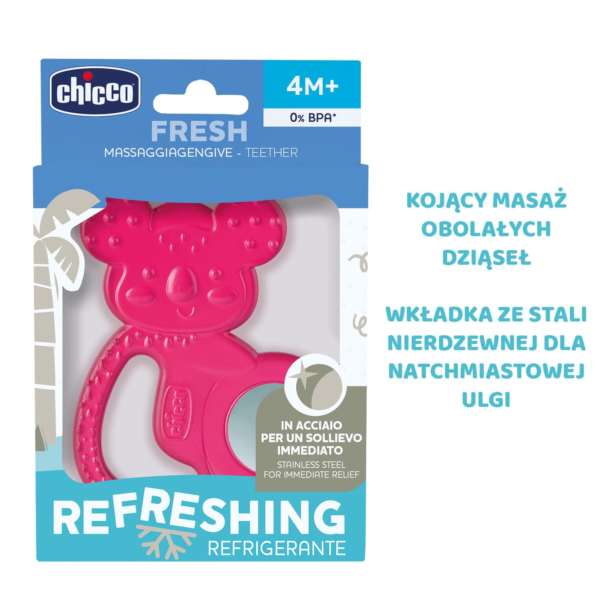

GRYZAK KOALA 4M+ GIRL CHICCO Gryzak ze stalą nierdzewną