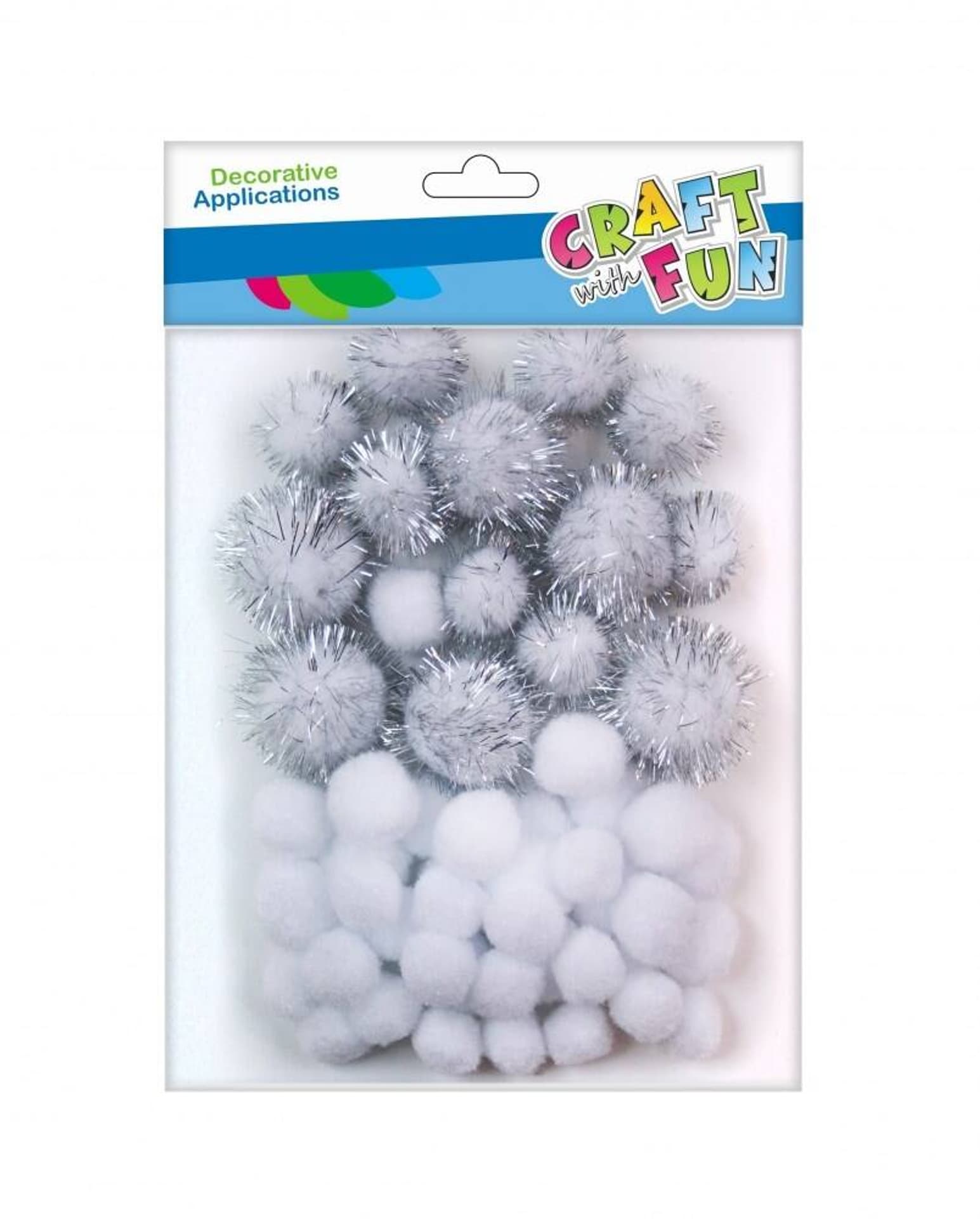 

Ozdoba dekoracyjna wełniana Pompon biały/brokat CRAFT WITH FUN 463929