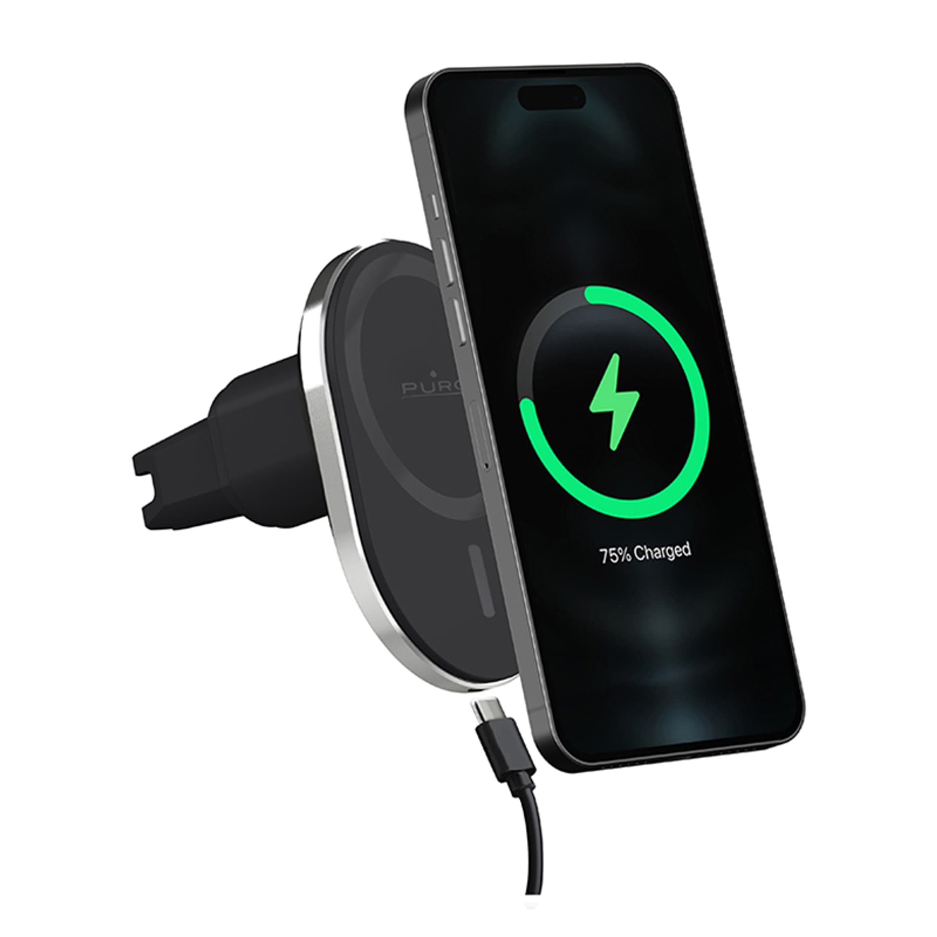 

PURO MagPro Car Holder - Uchwyt samochodowy MagSafe z bezprzewodowym ładowaniem (czarny)