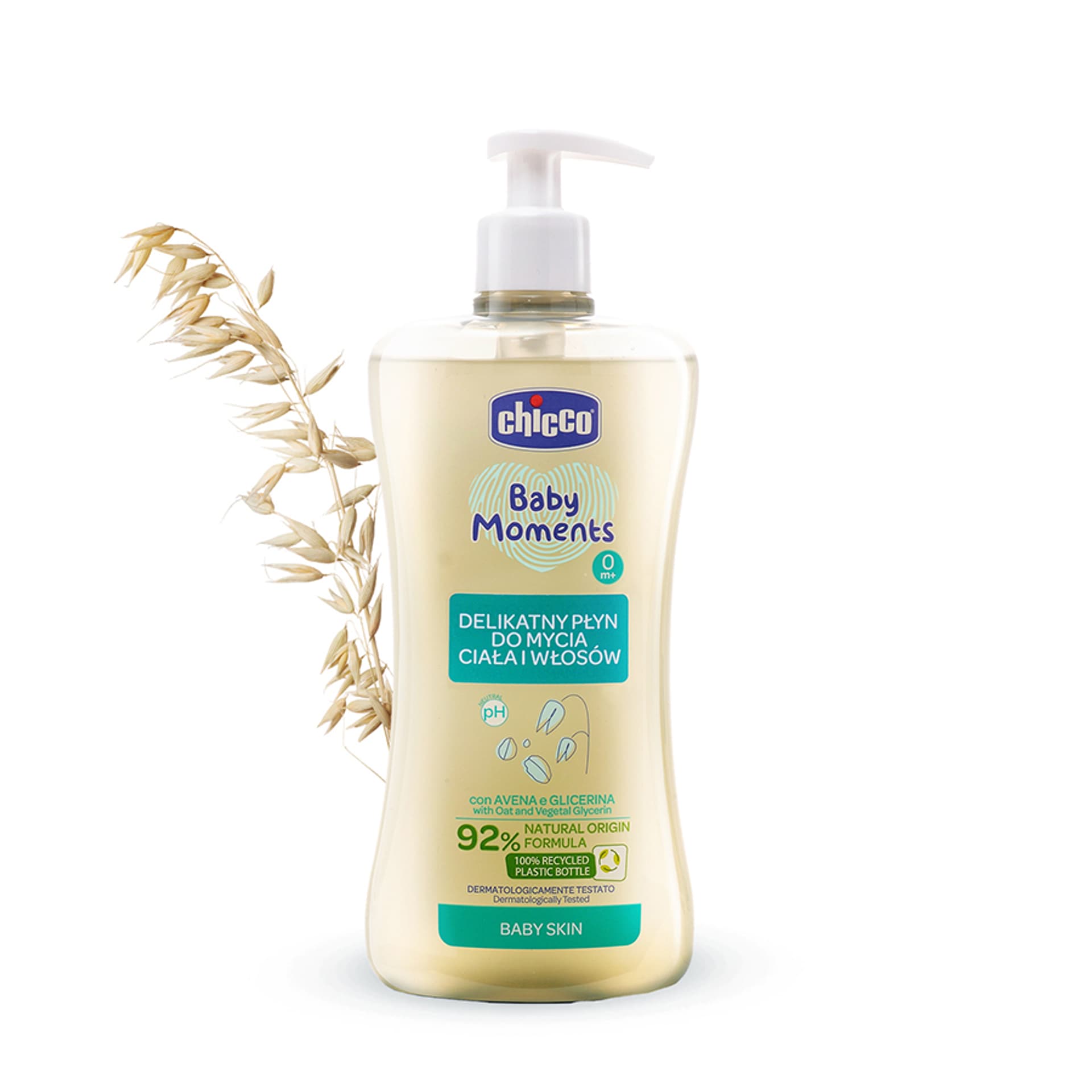 

DELIKATNY PŁYN DO MYCIA CIAŁA I WŁOSÓW 500 ML 0 M+ CHICCO Baby Moments