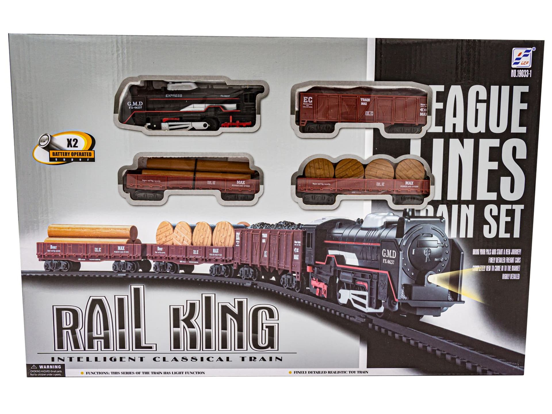 

Realistyczna Kolejka Rail King - Parowóz + 3 Wagony