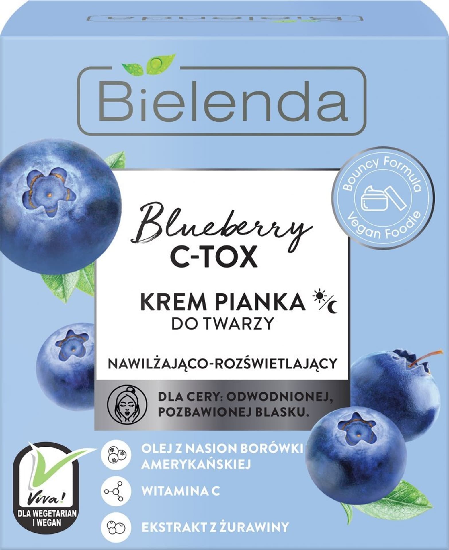 

Bielenda Blueberry C-TOX Krem-pianka do twarzy nawilżająco-rozświetlający na dzień i noc 40g