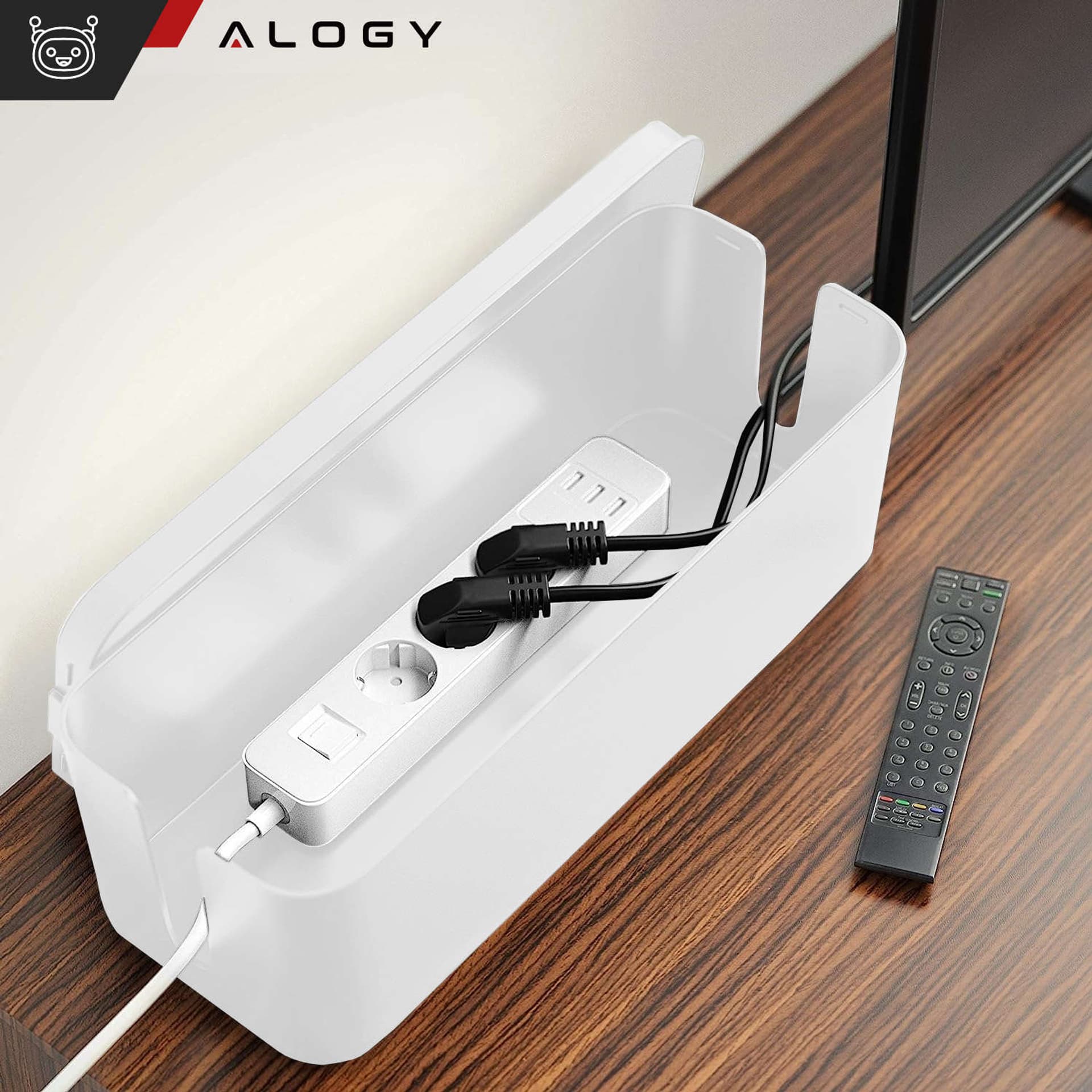 

Organizer kabli biurkowy podłogowy pojemnik pudełko na kable listwy Alogy Box M 31cm Biały