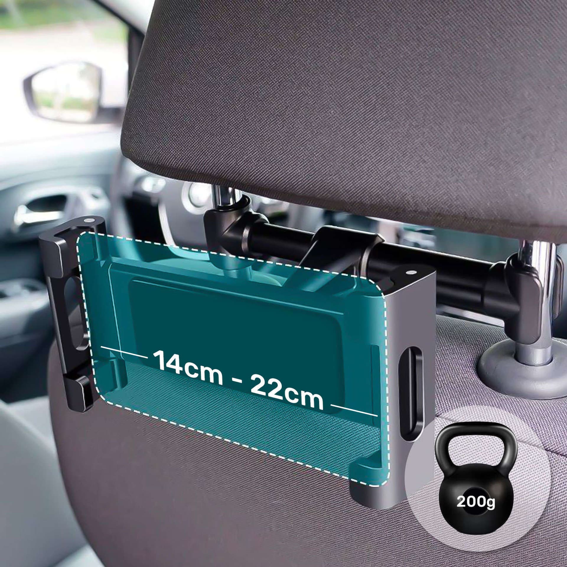 

Uchwyt samochodowy na tablet telefon na zagłówek auta Car Holder regulowany 4.7-12.9" Czarny