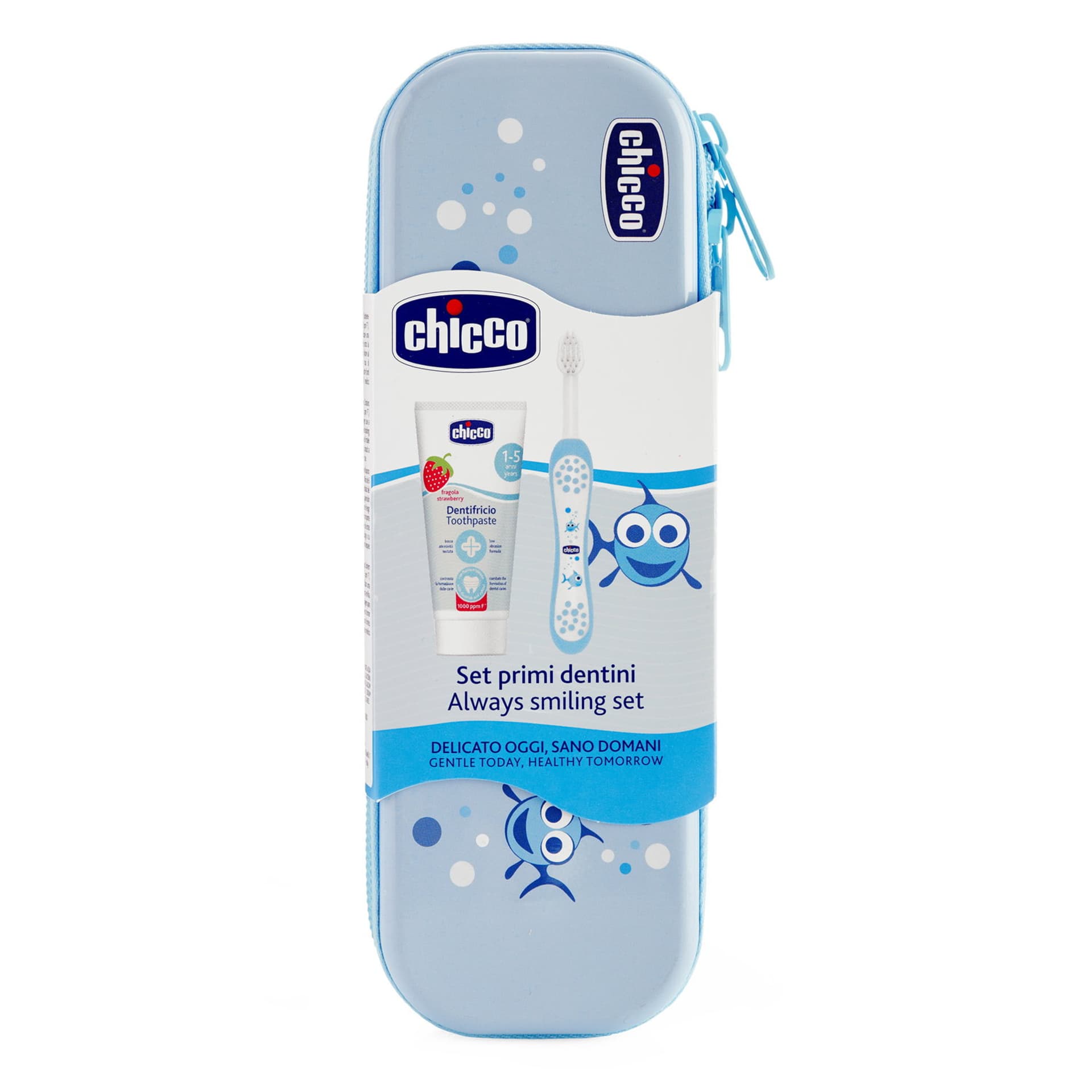 

Chicco Zestaw dentystyczny dla dzieci 12m+-niebieski Zestaw pasta, szczoteczka, etui