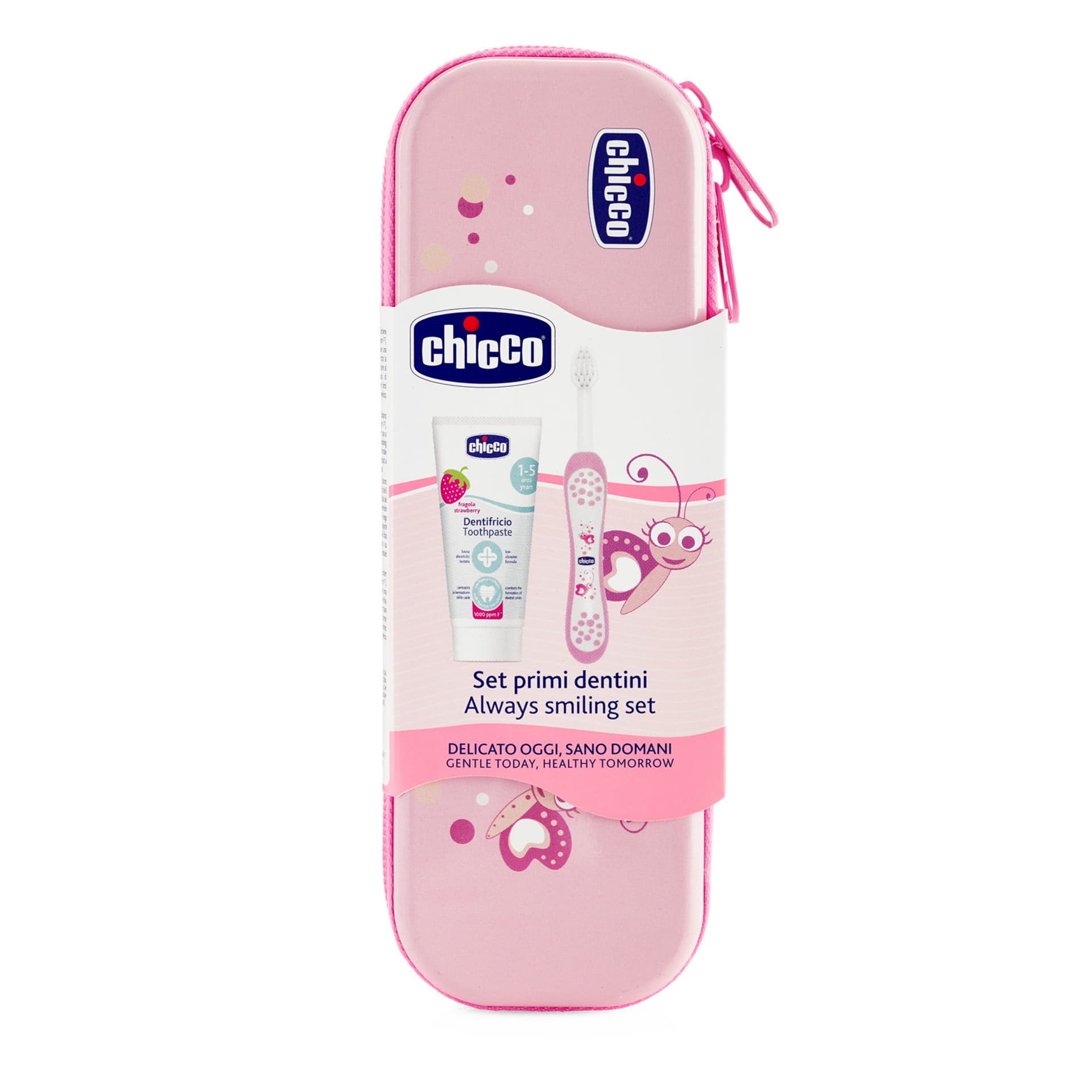 

Chicco Zestaw dentystyczny dla dzieci 12m+-różowy Zestaw pasta, szczoteczka, etui