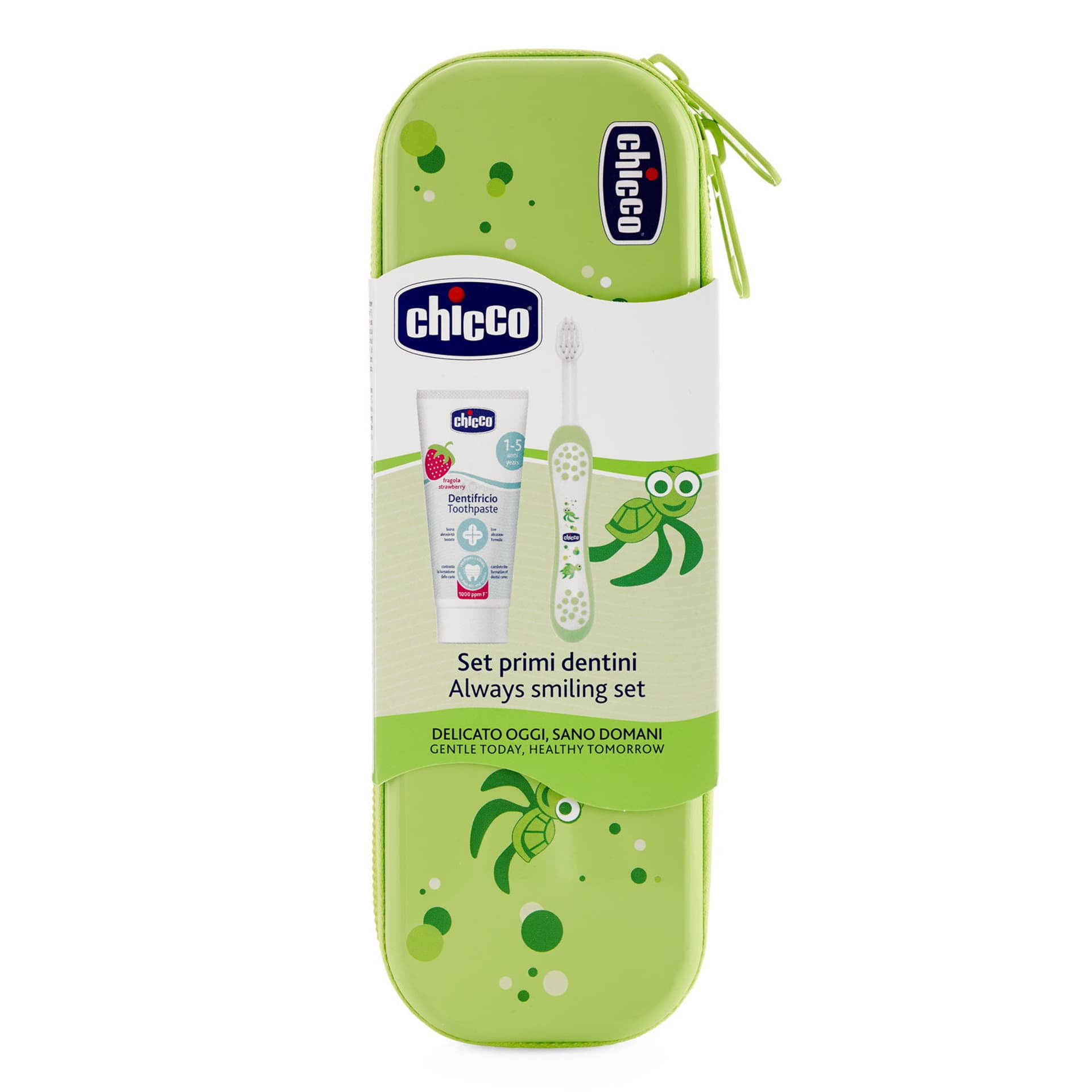 

Chicco Zestaw dentystyczny dla dzieci 12m+-zielony Zestaw pasta, szczoteczka, etui