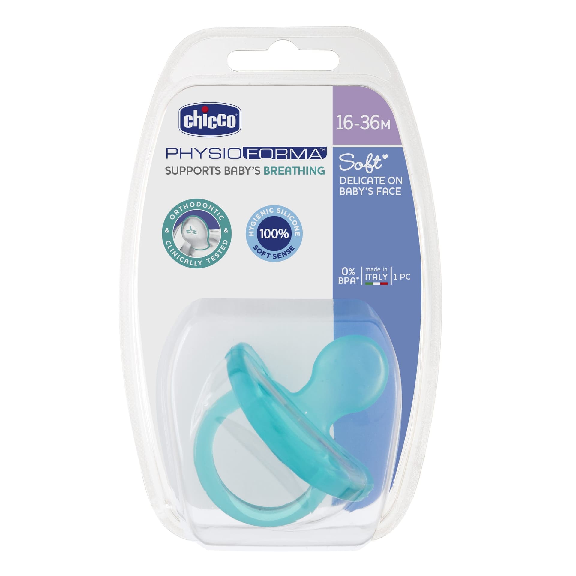 

Chicco Physio Soft Smoczek 12m+-niebieski Smoczek uspokajający silikonowy 12m+