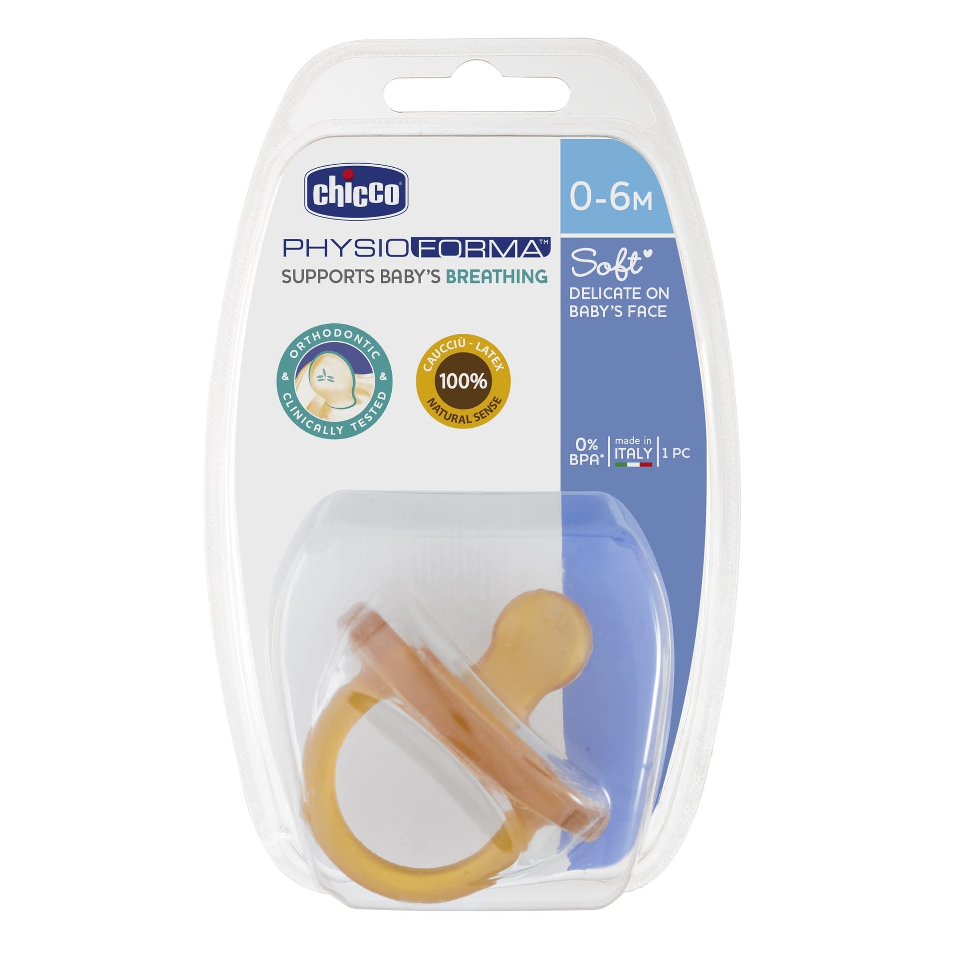 

Chicco Physio Soft-0m+ Smoczek do uspokajania kauczukowy