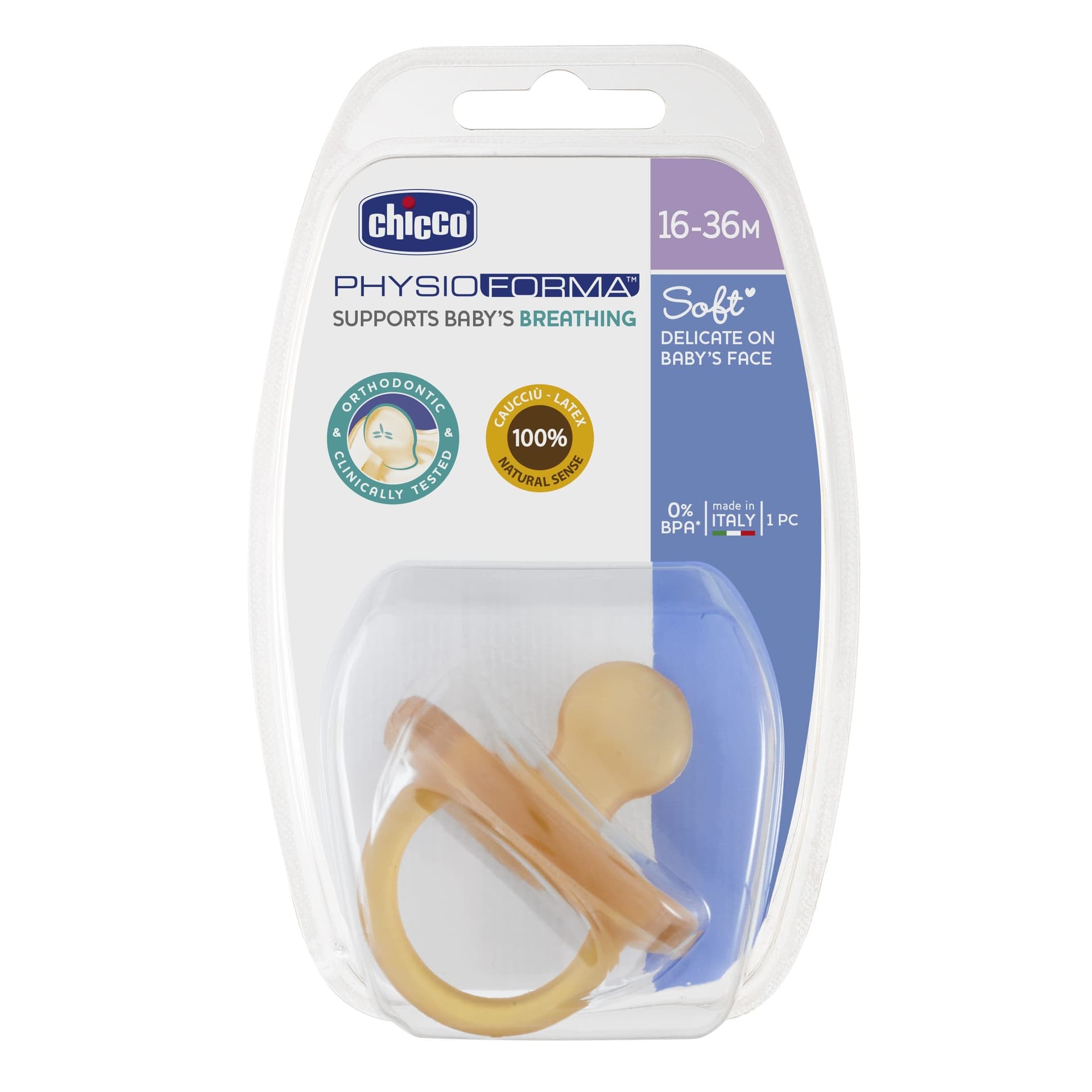 

Chicco Physio Soft-16m+ Smoczek do uspokajania kauczukowy