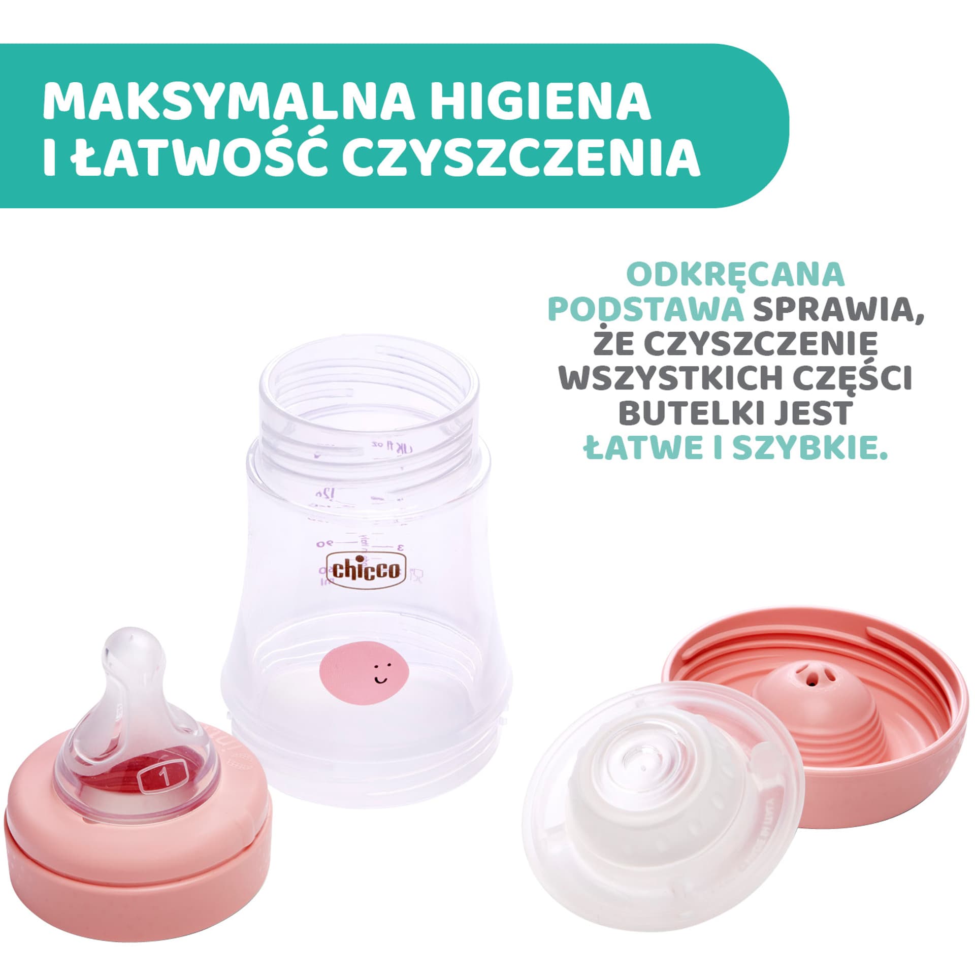 

CHICCO PERFECT5 150 ML 0M+ GIRL BUTELKA ANTYKOLKOWA SMOCZEK SILIKONOWY, PRZEPŁYW WOLNY