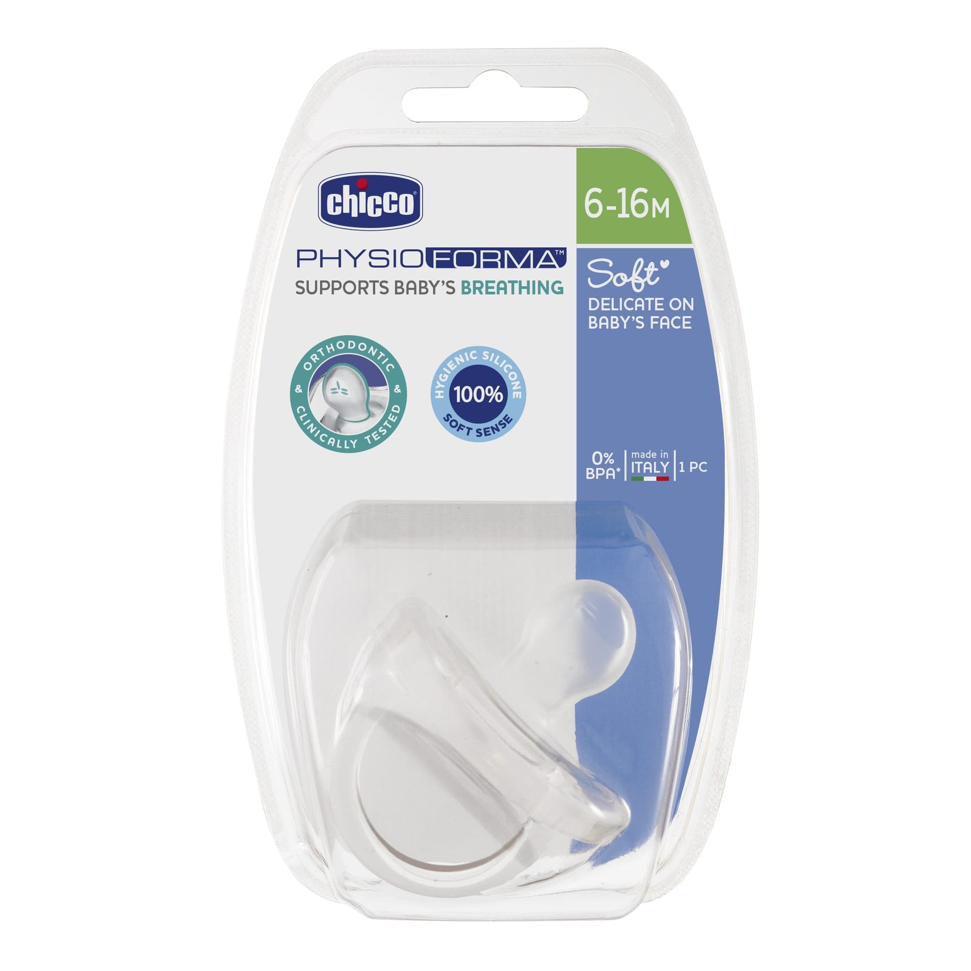 

Chicco Physio Soft Smoczek 6m+-bezbarwny Smoczek uspokajający silikonowy 6m+