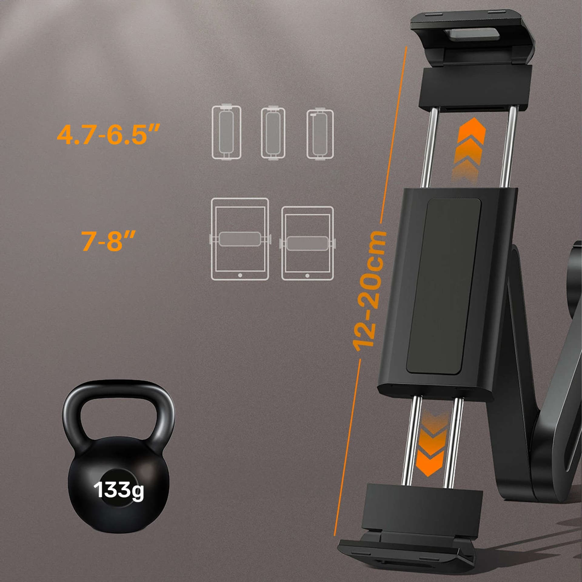 

Uchwyt samochodowy na telefon tablet na zagłówek auta Car Holder regulowany 4.7-8" Czarny