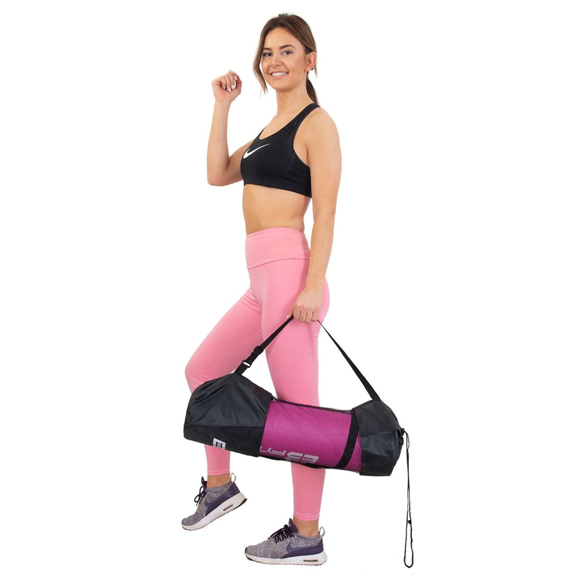 

MATA FITNESS NBR ANTYPOŚLIZGOWA RÓŻOWA I TORBA 180X60X1,5CM EB FIT