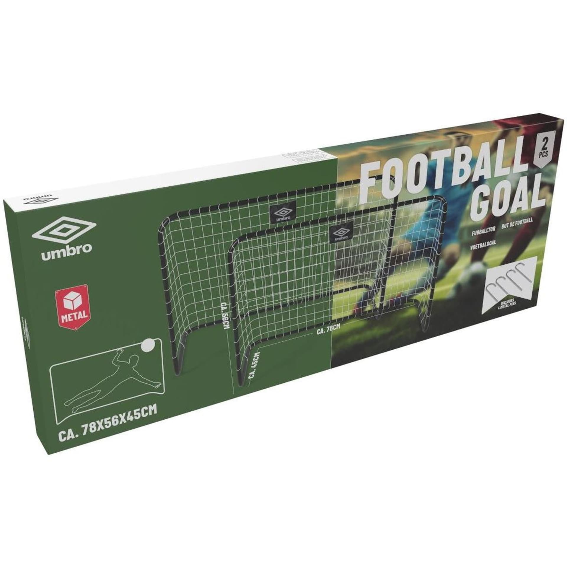

ZESTAW 2 BRAMEK DO PIŁKI NOŻNEJ Z SIATKĄ 78x56x45CM UMBRO