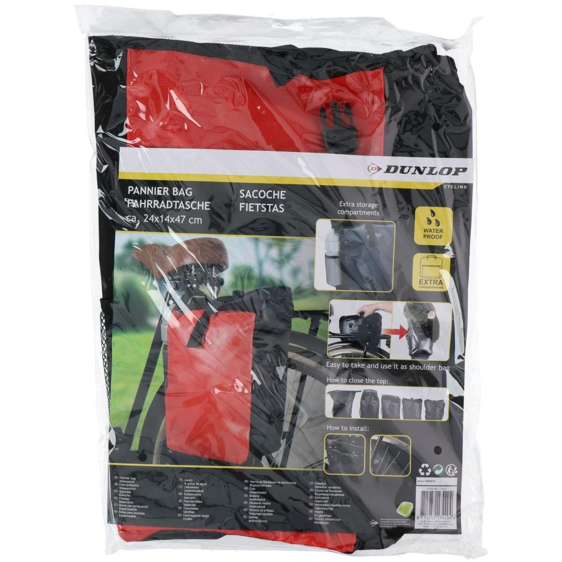 

SAKWA TORBA ROWEROWA WODOSZCZELNA DUNLOP 15L - CZERWONY