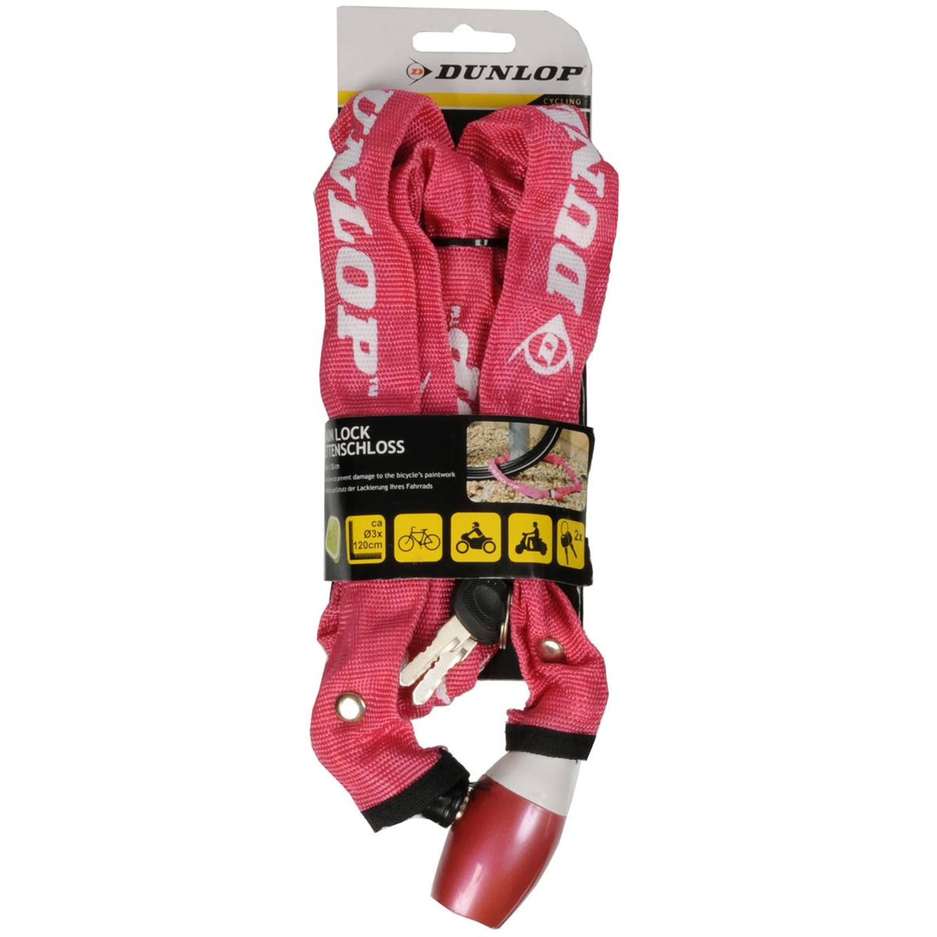 

ZAPIĘCIE ROWEROWE DUNLOP ŁAŃCUCH NA ZAMEK DŁ.120CM - RÓŻ
