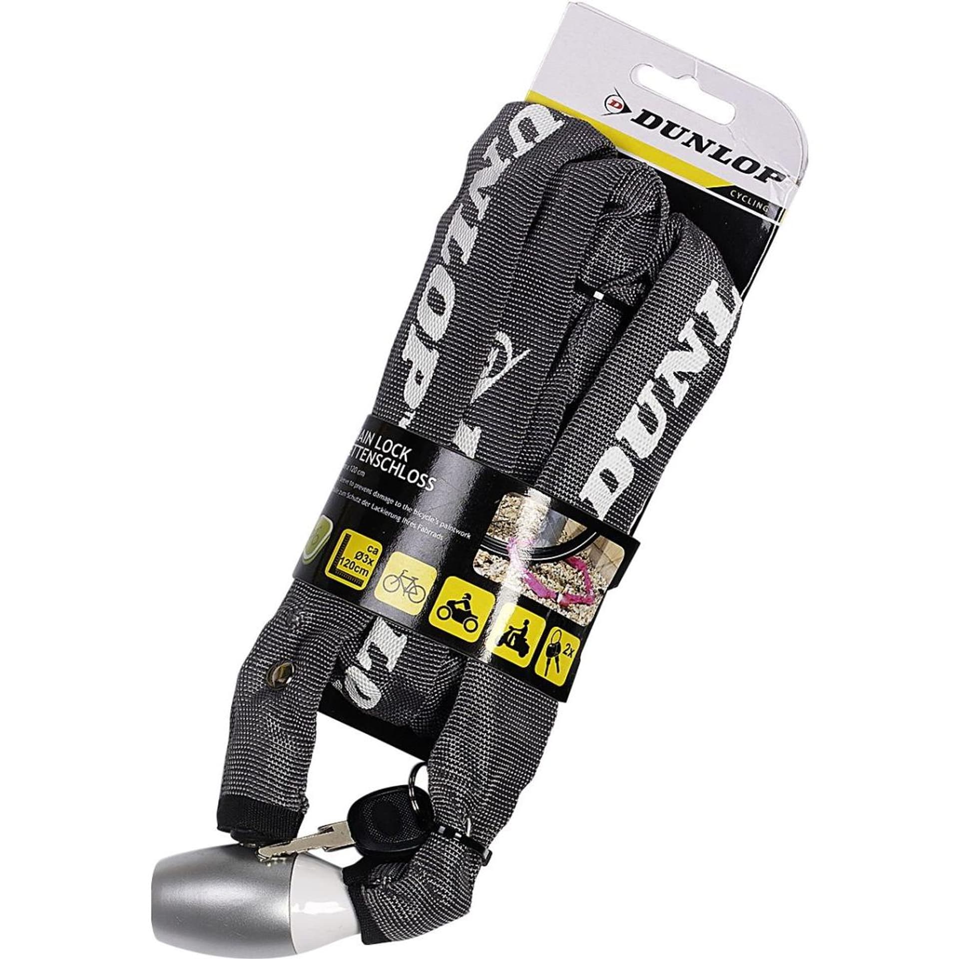 

ZAPIĘCIE ROWEROWE DUNLOP ŁAŃCUCH NA ZAMEK DŁ.120CM - SZARY