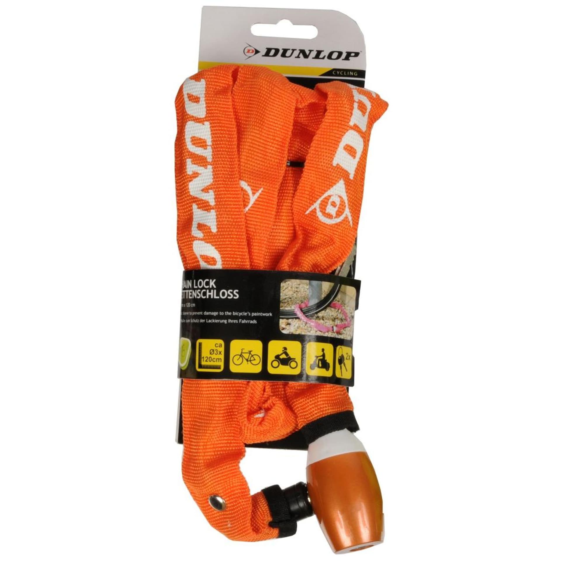 

ZAPIĘCIE ROWEROWE DUNLOP ŁAŃCUCH NA ZAMEK DŁ.120CM - POMARAŃCZOWY